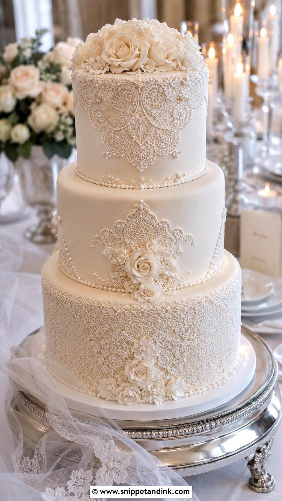 Couture Lace Wedding Cake - Snippet and Ink - 20 Couture Cakes for Wedding
