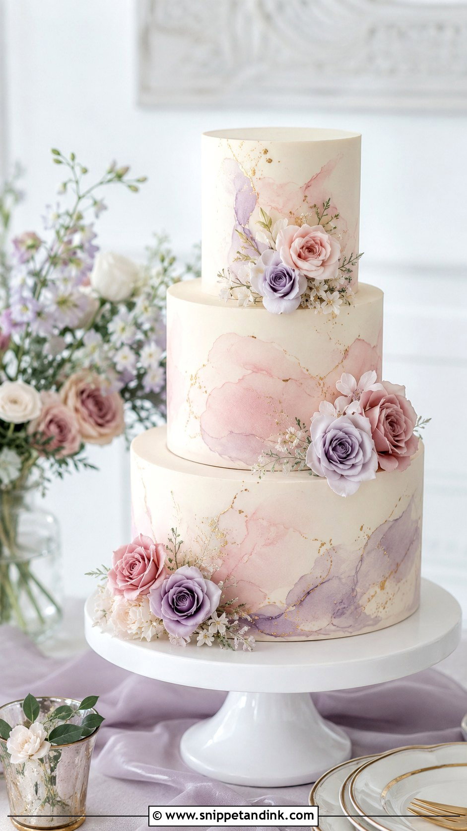 Couture Watercolor Wedding Cake - Snippet and Ink - 20 Couture Cakes for Wedding