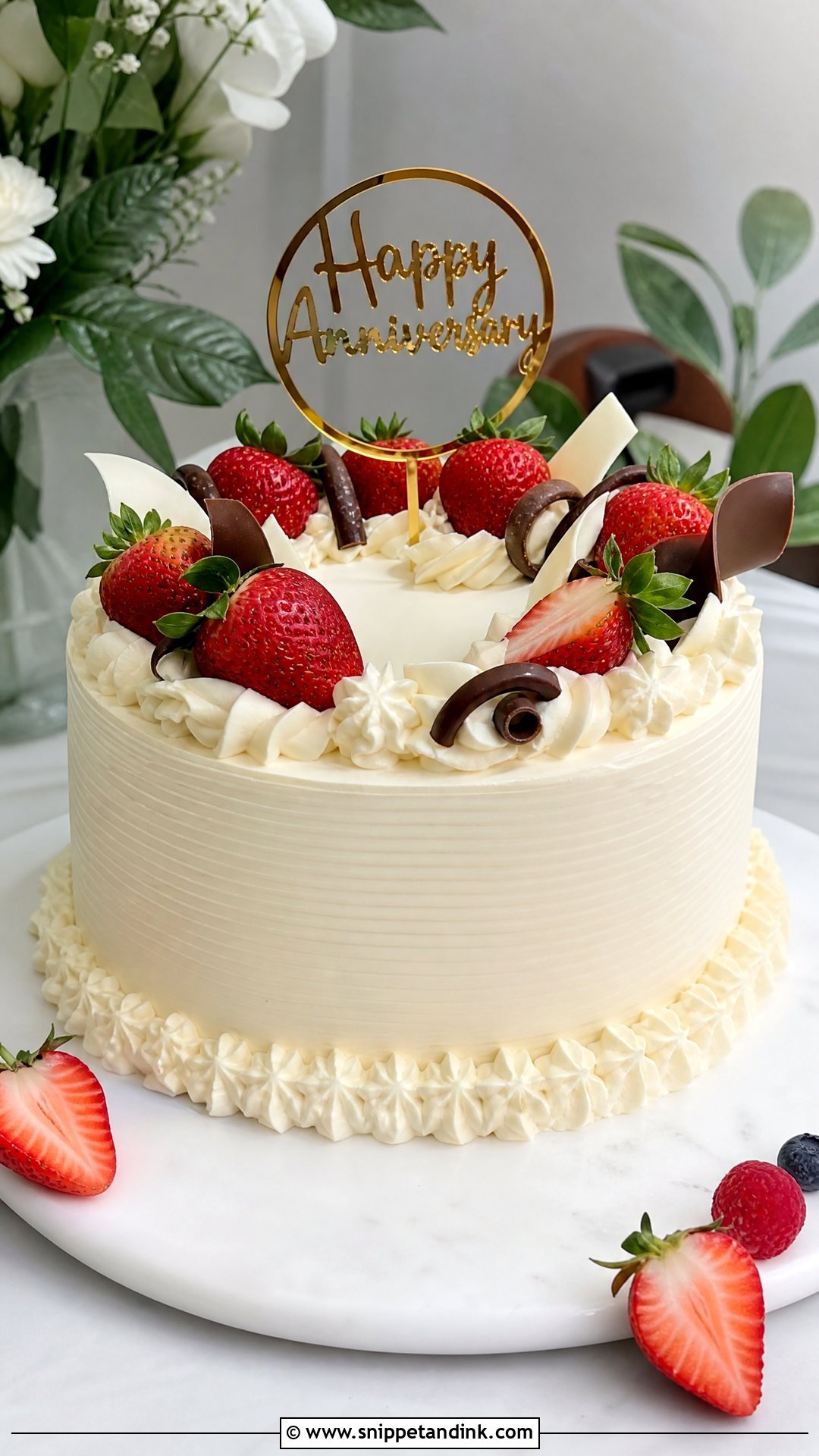 Cream Anniversary Cake - Snippet and Ink - 30 Marriage Anniversary Cake Design Ideas