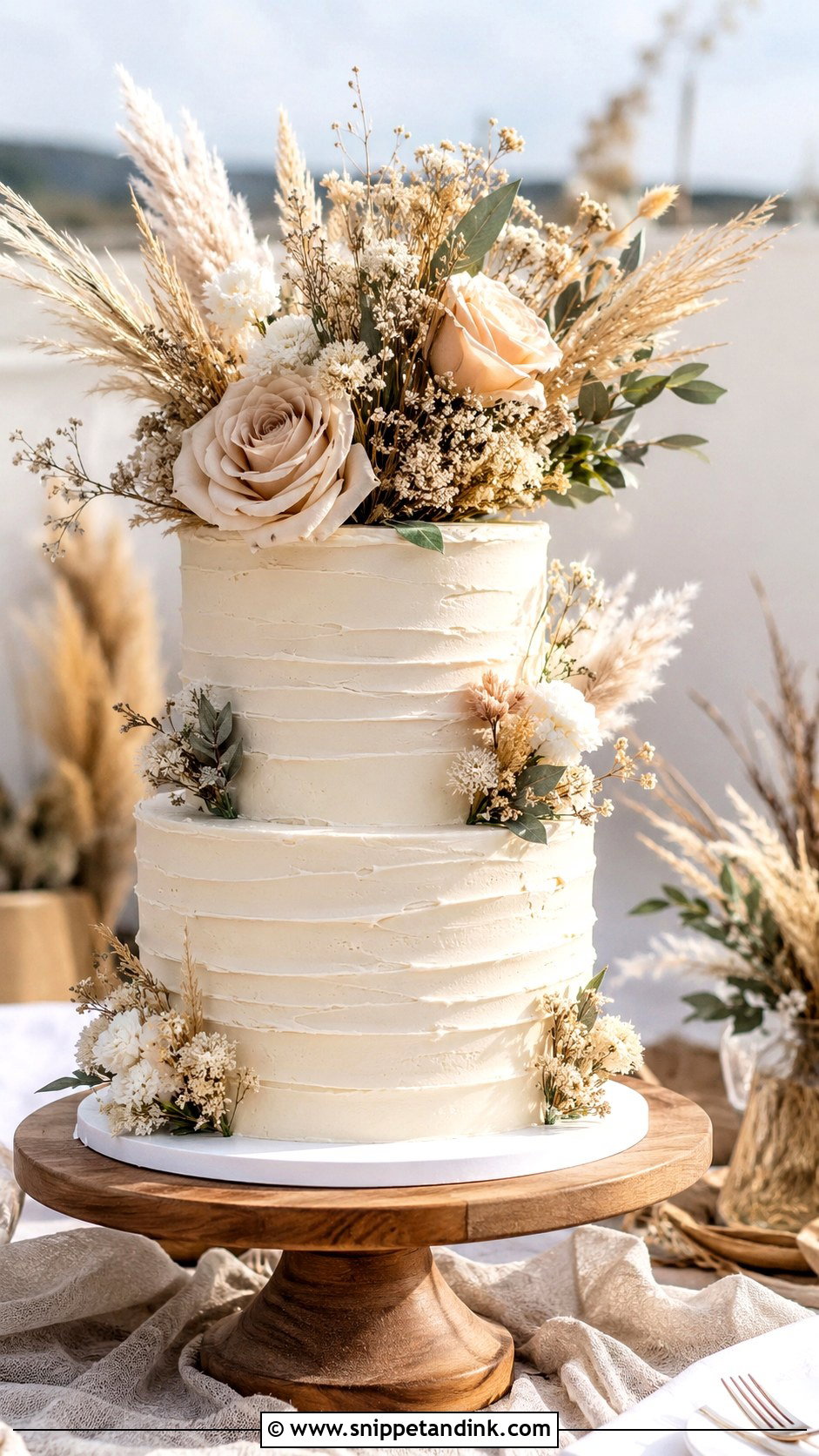 Cream Boho Wedding Cake - Snippet and Ink - 30 Cream Wedding Cakes