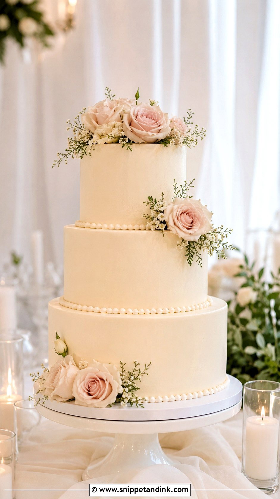 Cream Buttercream Wedding Cake - Snippet and Ink - 30 Cream Wedding Cakes
