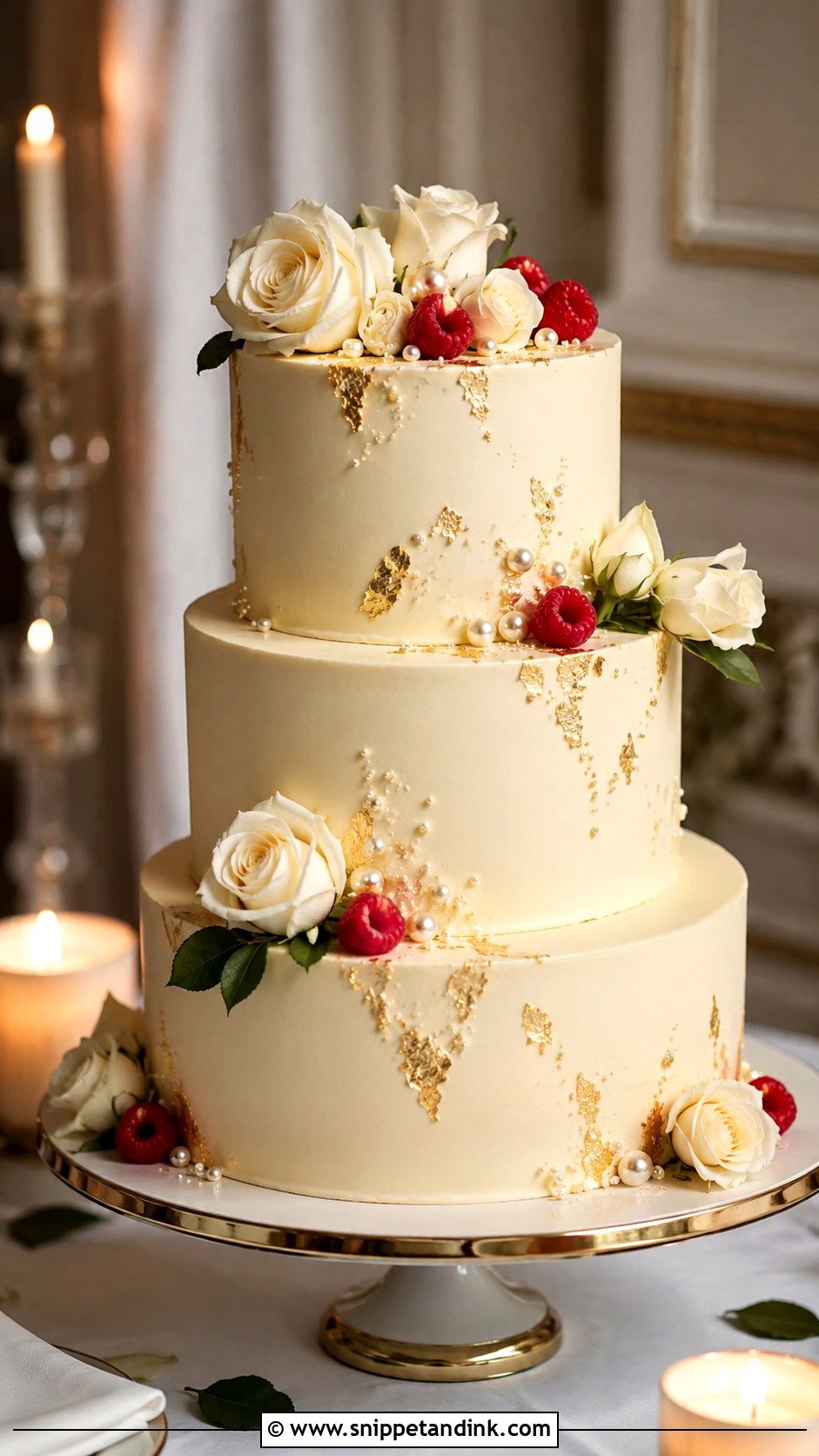 Cream Champagne Wedding Cake - Snippet and Ink - 30 Cream Wedding Cakes