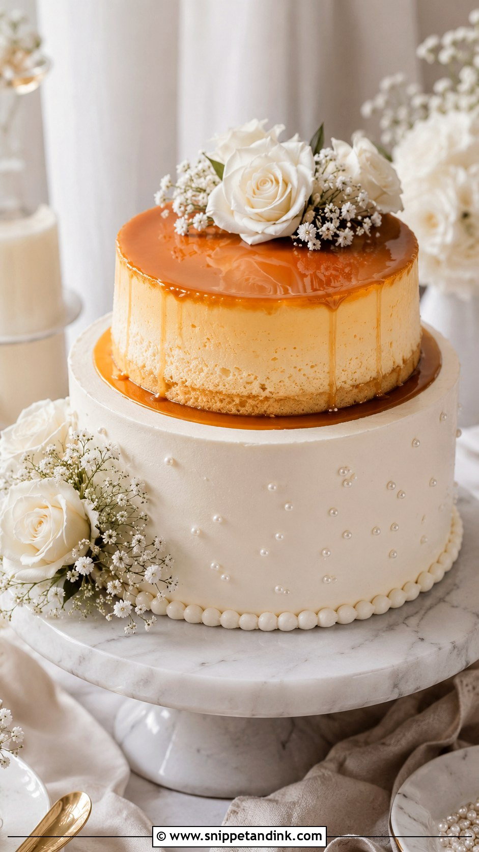 Cream Cheese Flan Wedding Cake - Snippet and Ink - 20 Wedding Flan Cake Ideas
