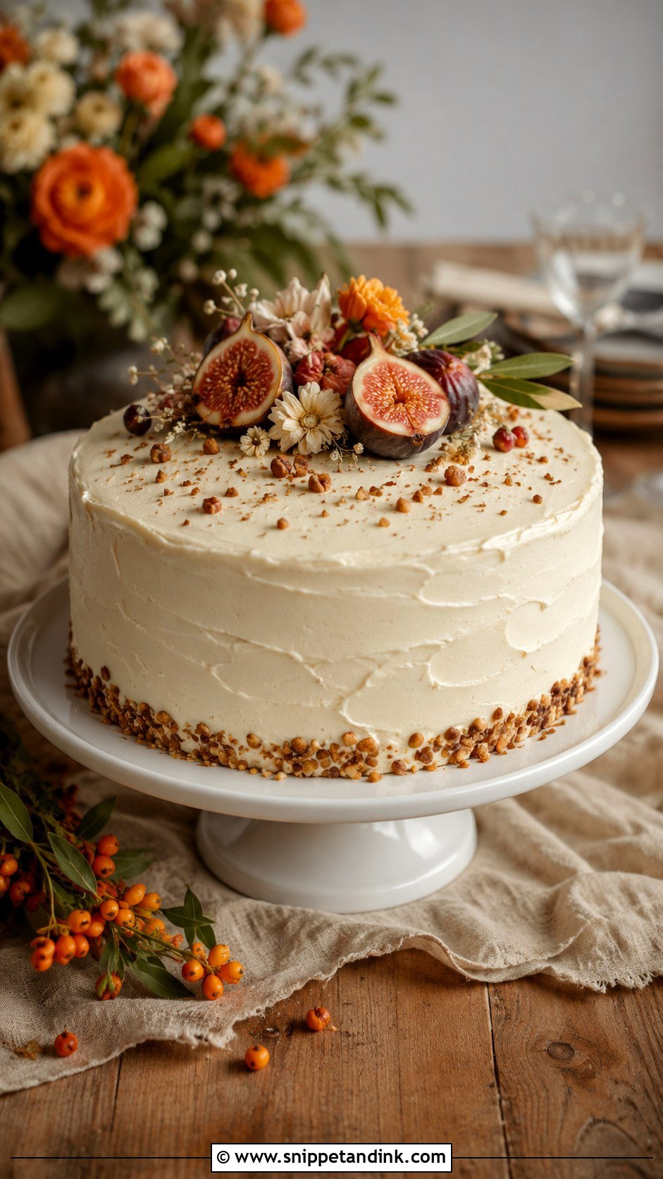 Cream Cheese Frosting Single Tier Wedding Cake - Snippet and Ink - 30 Rustic Fall Single Tier Wedding Cake Ideas