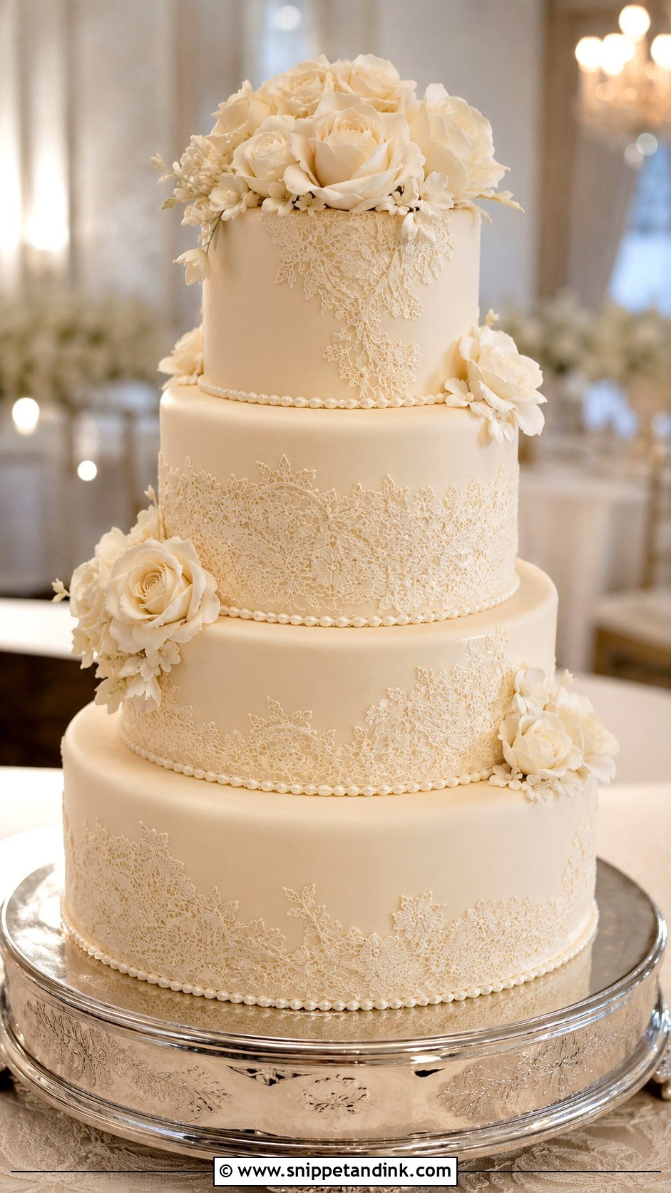 Cream Fondant Wedding Cake - Snippet and Ink - 30 Cream Wedding Cakes