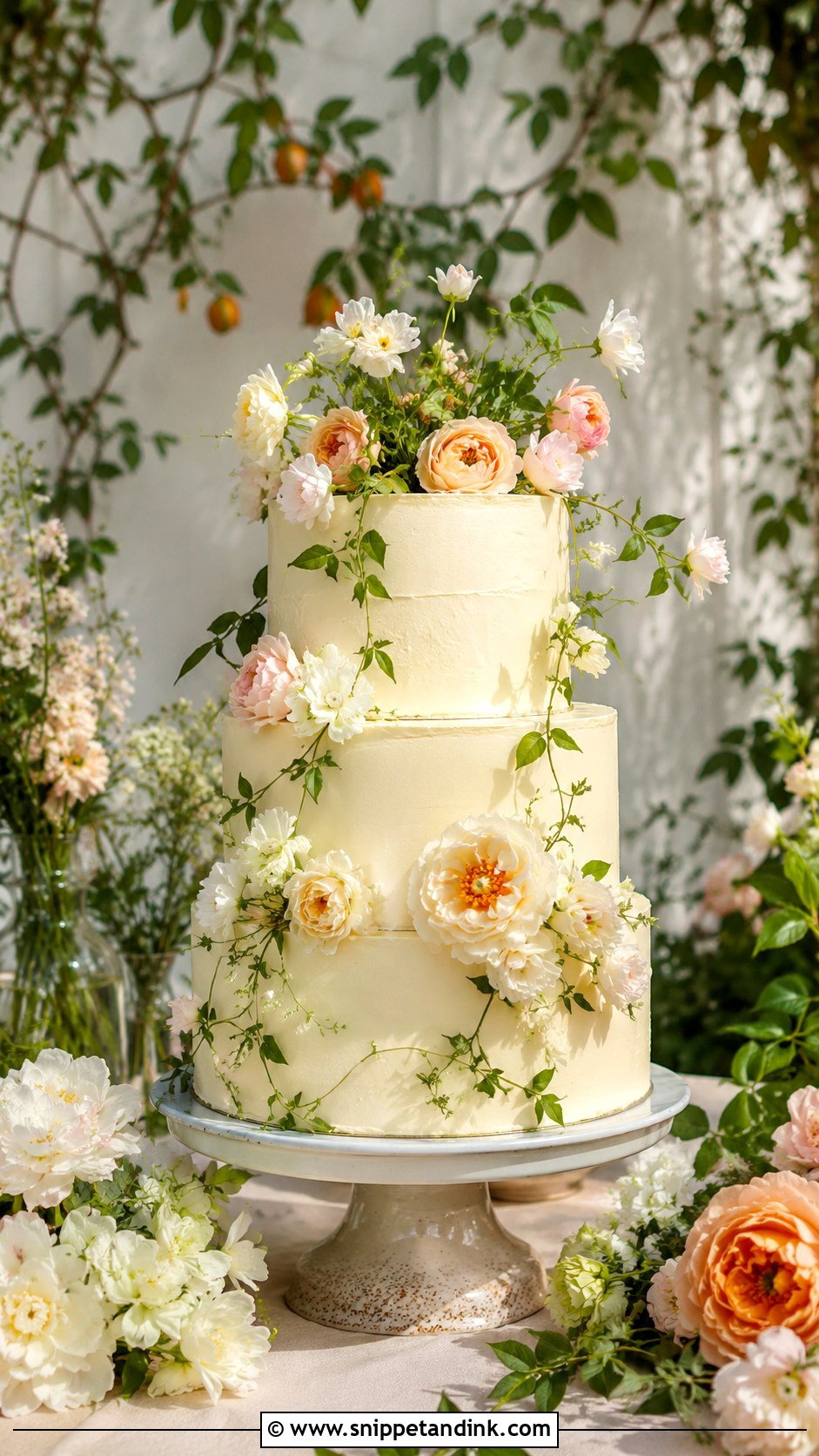 Cream Garden Wedding Cake - Snippet and Ink - 30 Cream Wedding Cakes