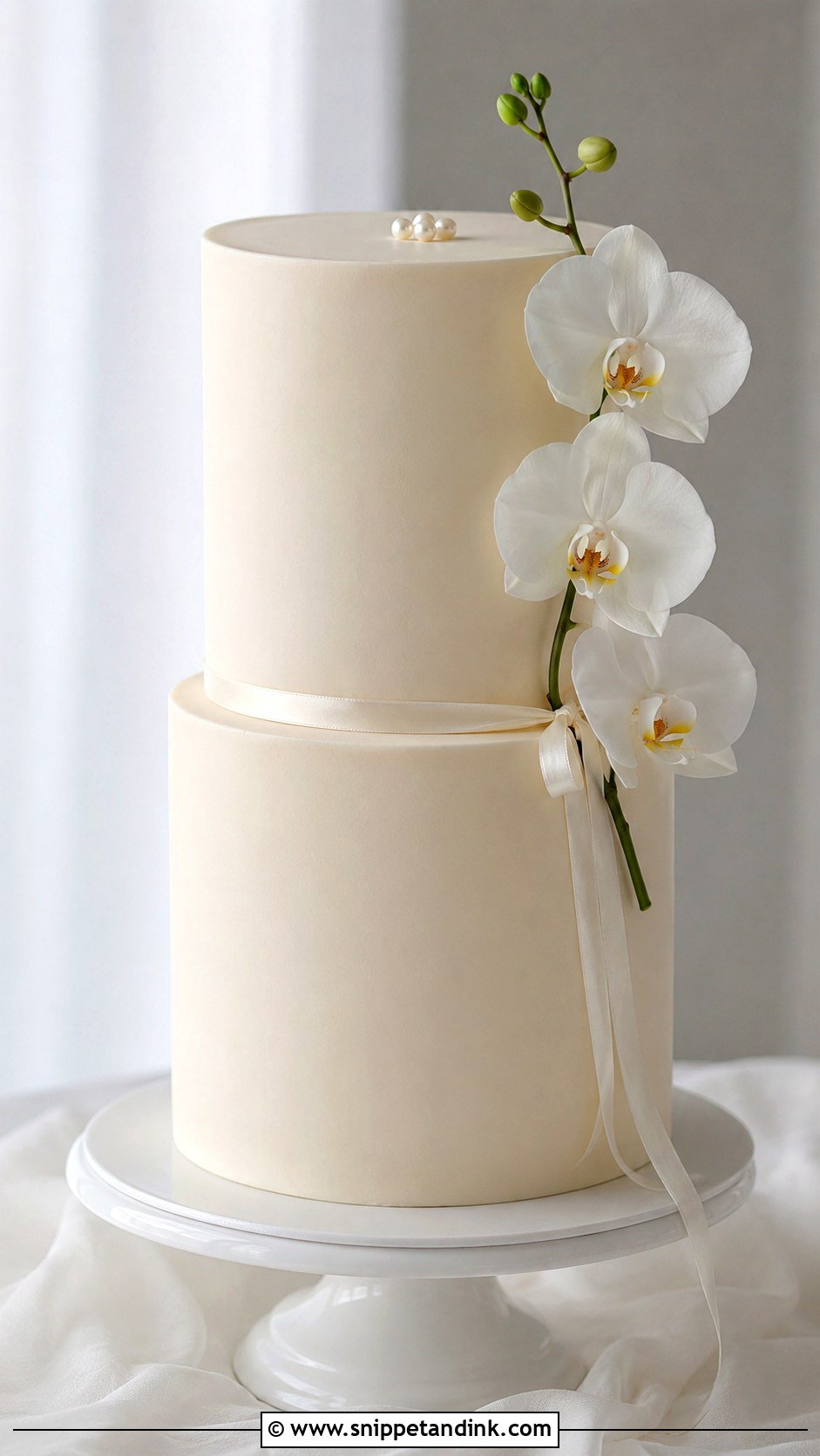 Cream Minimalist Wedding Cake - Snippet and Ink - 30 Cream Wedding Cakes