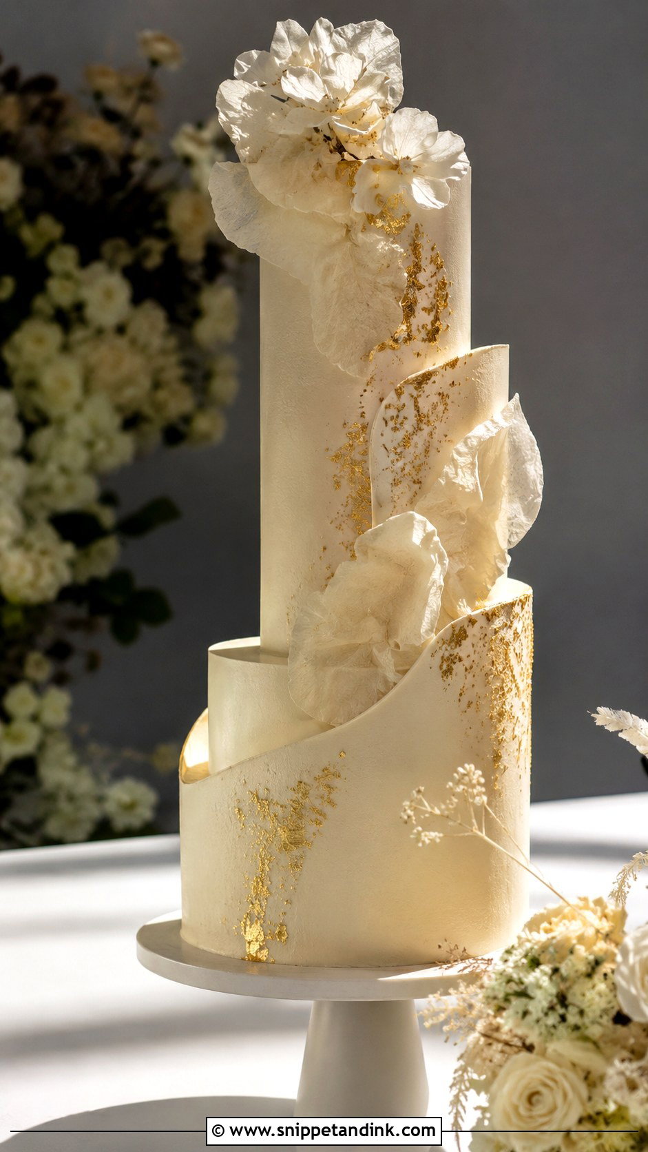 Cream Modern Wedding Cake - Snippet and Ink - 30 Cream Wedding Cakes