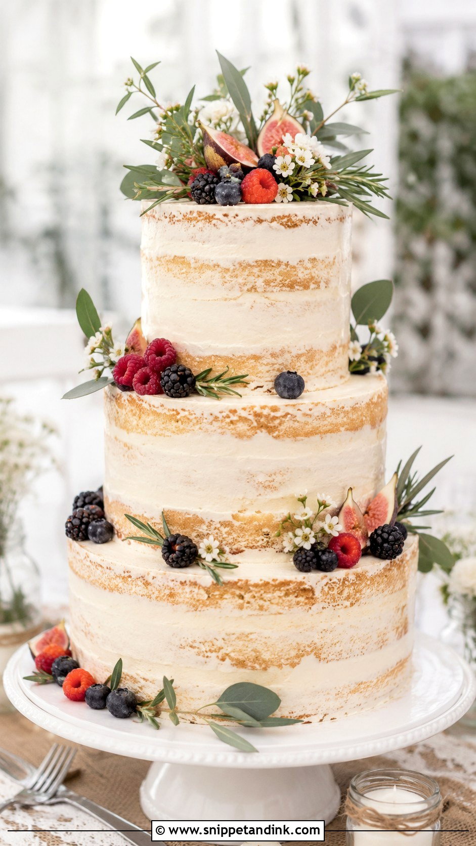 Cream Naked Wedding Cake - Snippet and Ink - 30 Cream Wedding Cakes
