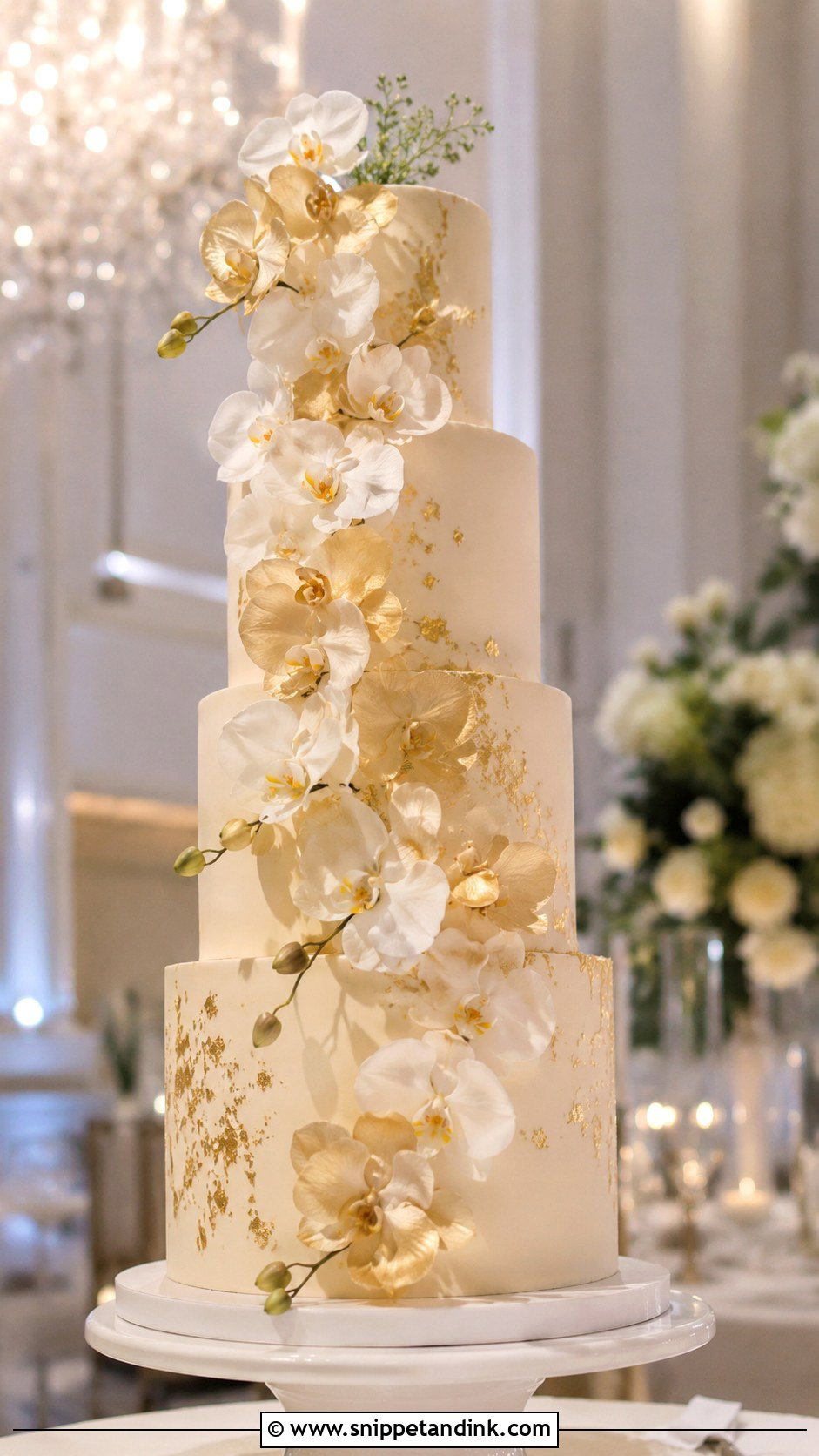 Cream Orchid Wedding Cake - Snippet and Ink - 30 Cream Wedding Cakes