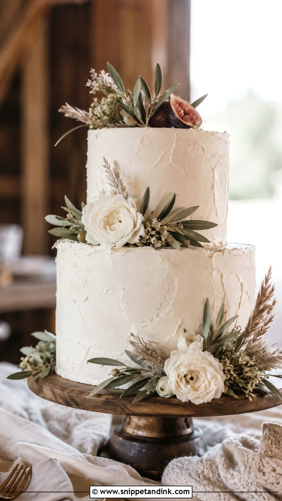 Cream Rustic Wedding Cake - Snippet and Ink - 30 Cream Wedding Cakes