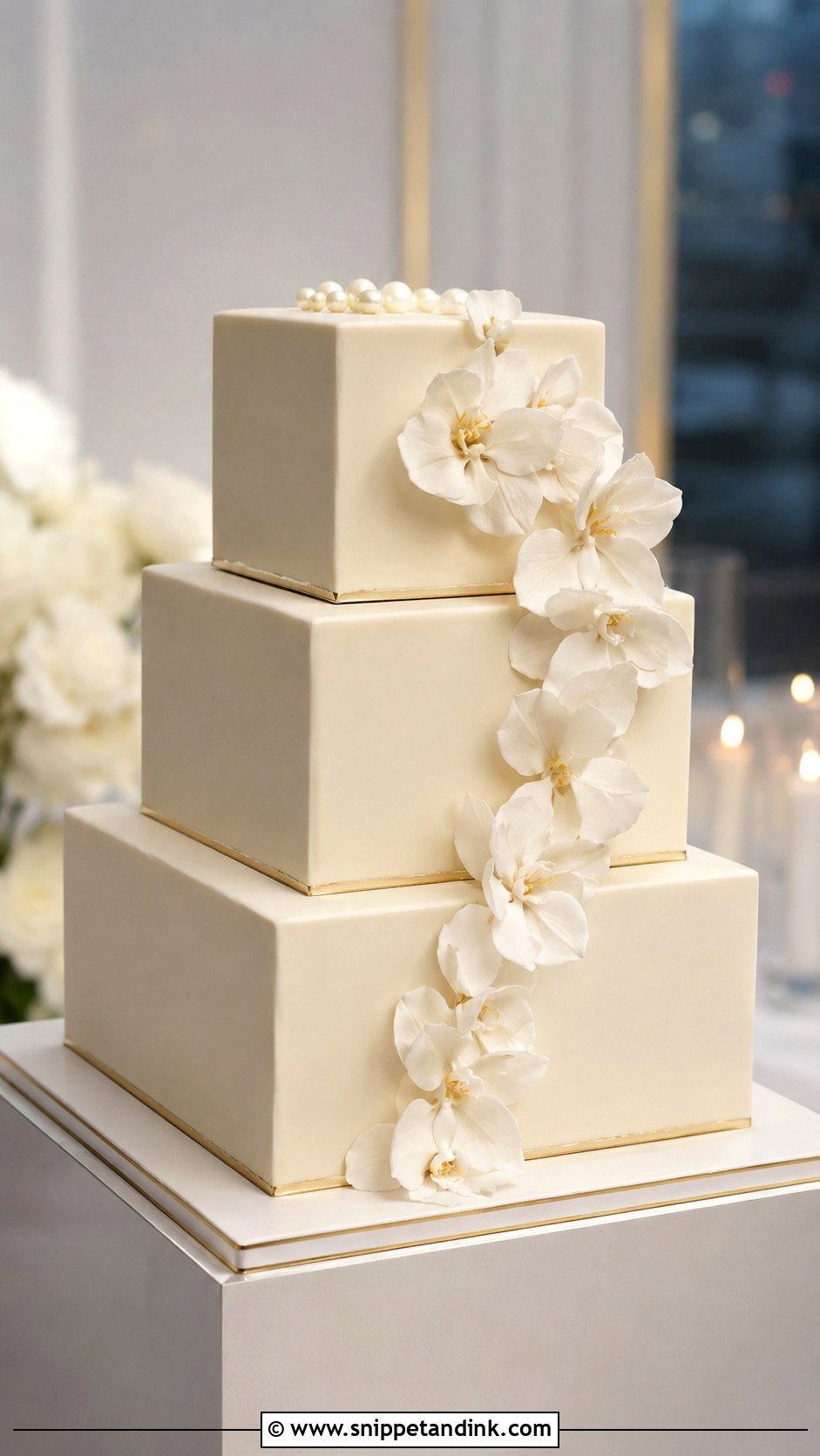 Cream Square Wedding Cake - Snippet and Ink - 30 Cream Wedding Cakes