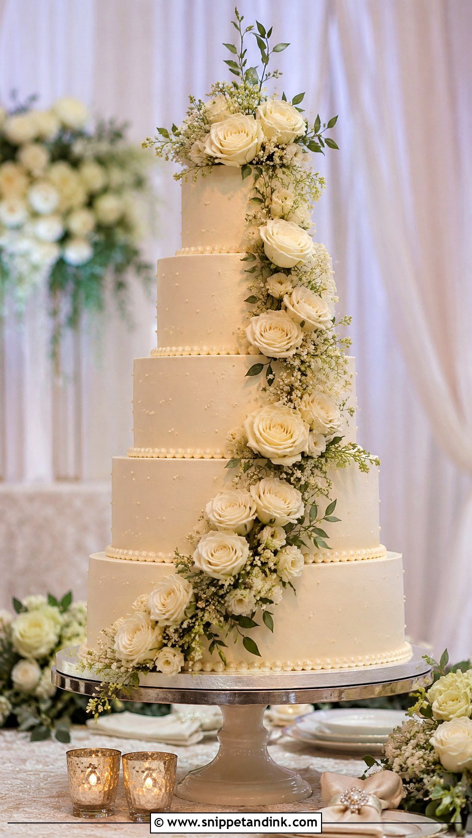 Cream Tiered Wedding Cake - Snippet and Ink - 30 Cream Wedding Cakes