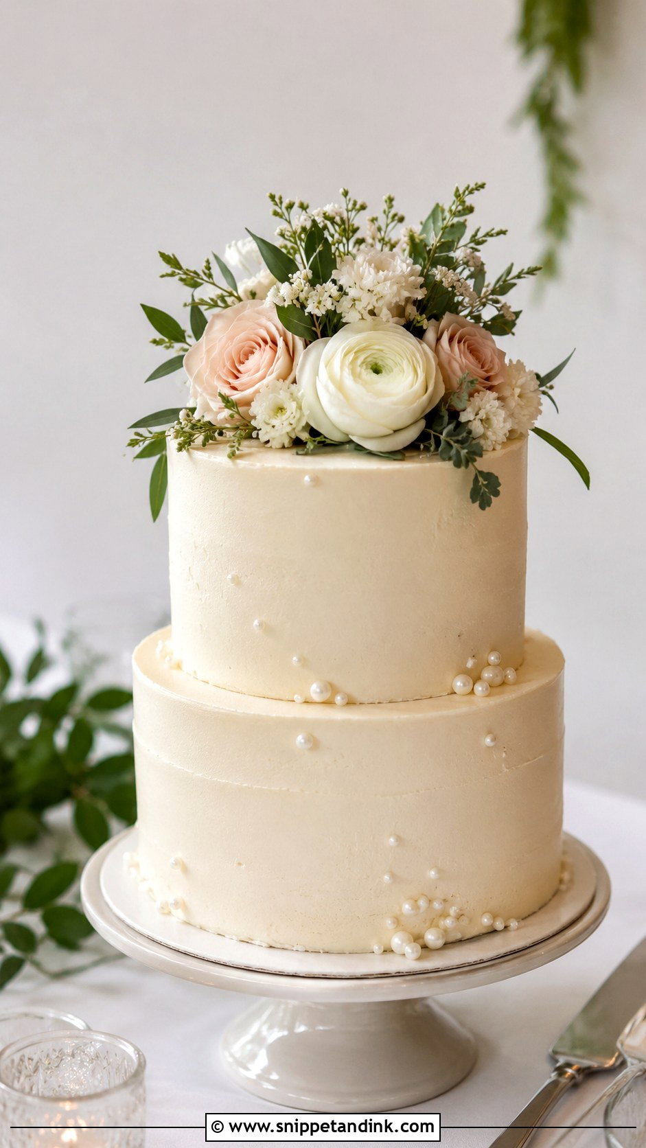 Cream Two Tier Wedding Cake - Snippet and Ink - 30 Cream Wedding Cakes