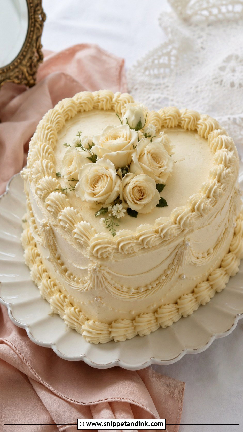 Cream Vintage Wedding Cake - Snippet and Ink - 30 Cream Wedding Cakes