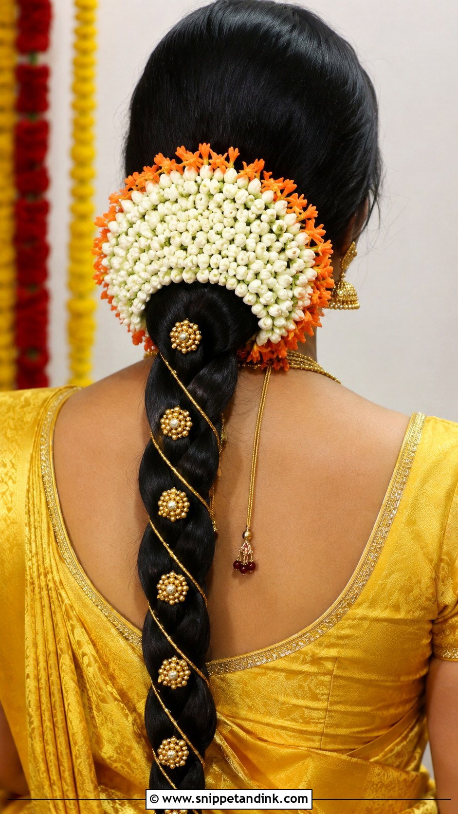 Crescent Moon Gajra Braid - Snippet and Ink - 25 South Indian Wedding Braids Hairstyles