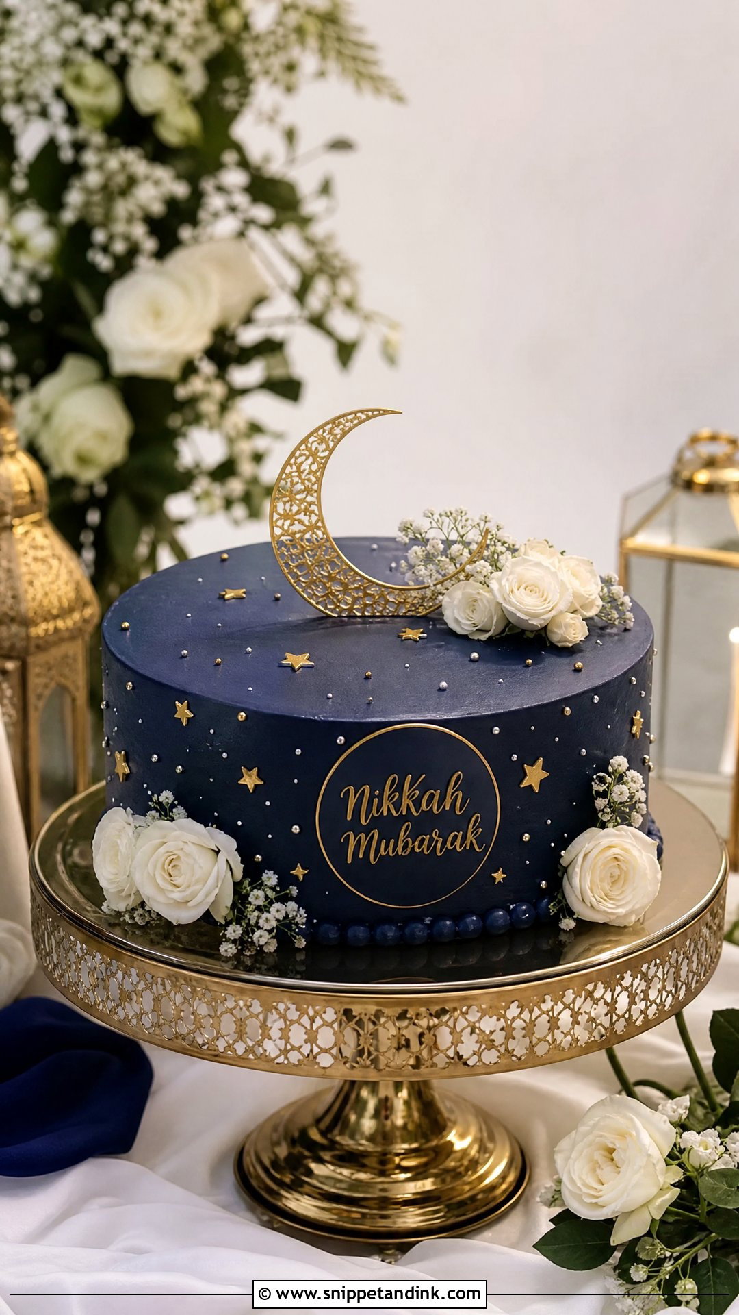 Crescent Moon Nikkah Cake - Snippet and Ink - 25 Nikkah Cake Ideas