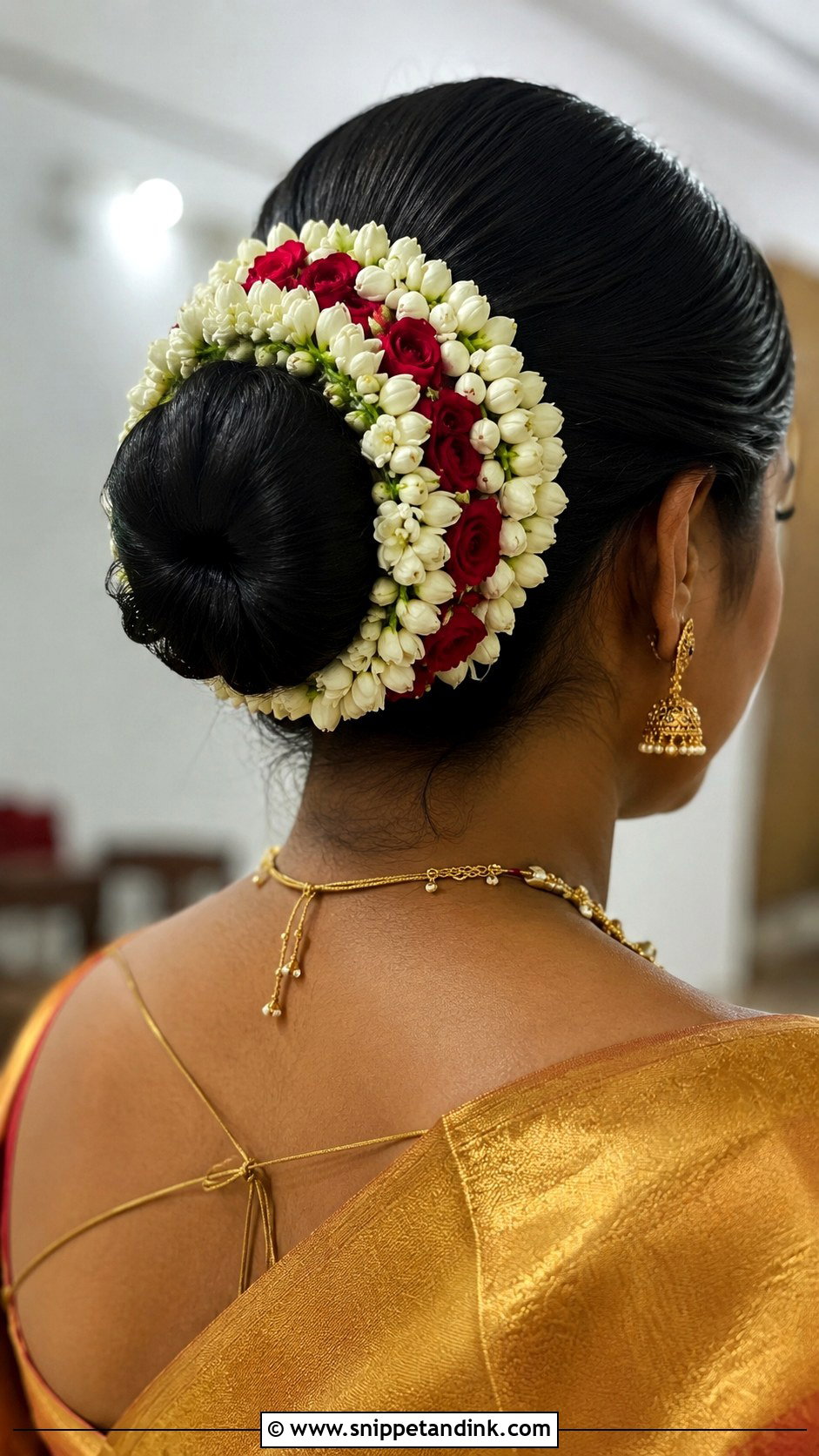 Crescent Moon Veni for the Bun - Snippet and Ink - 20 Flower Veni for Hair Indian Brides Ideas