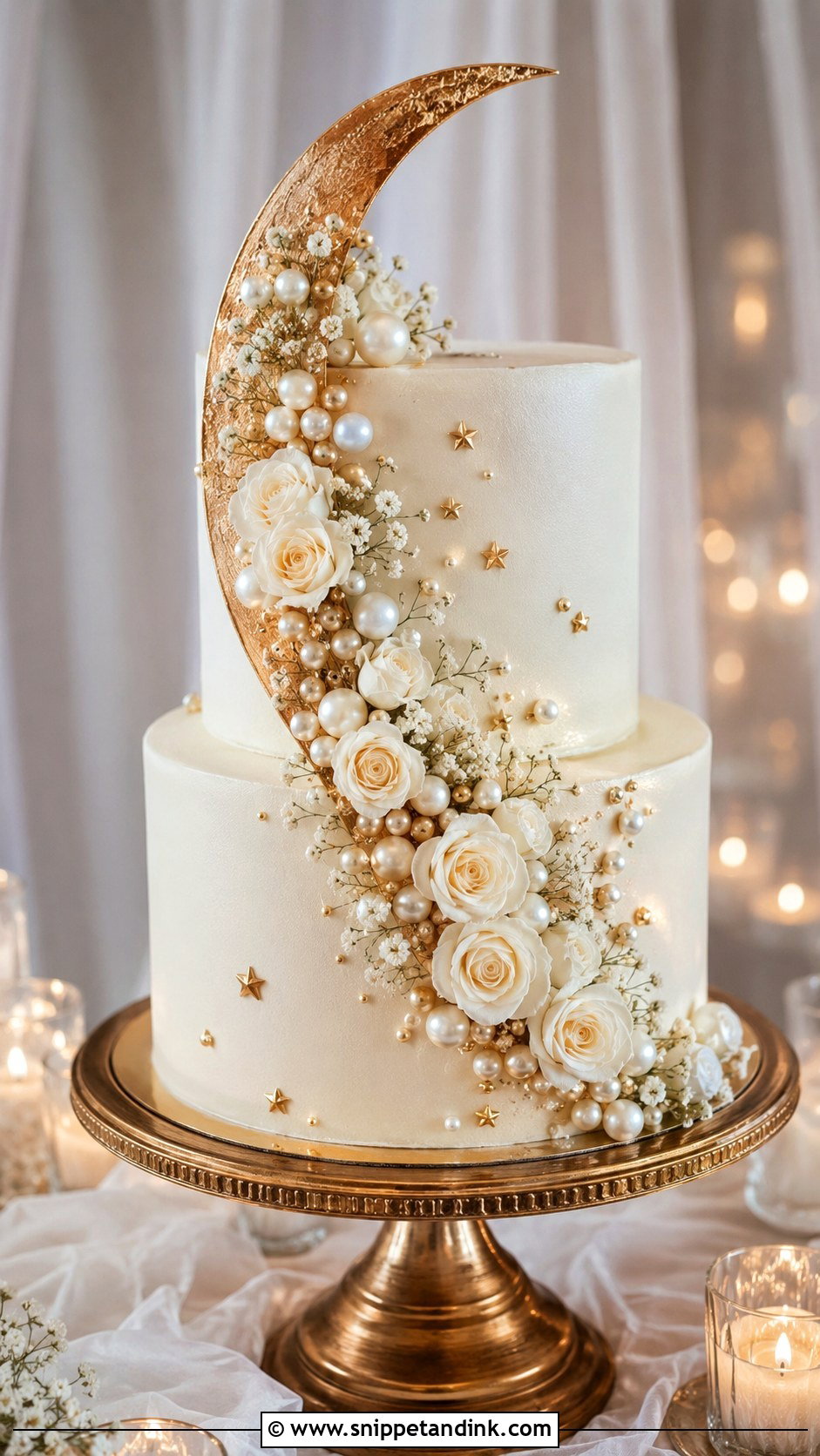 Crescent Moon Wedding Cake - Snippet and Ink - 20 Cosmos Cake Ideas for Wedding
