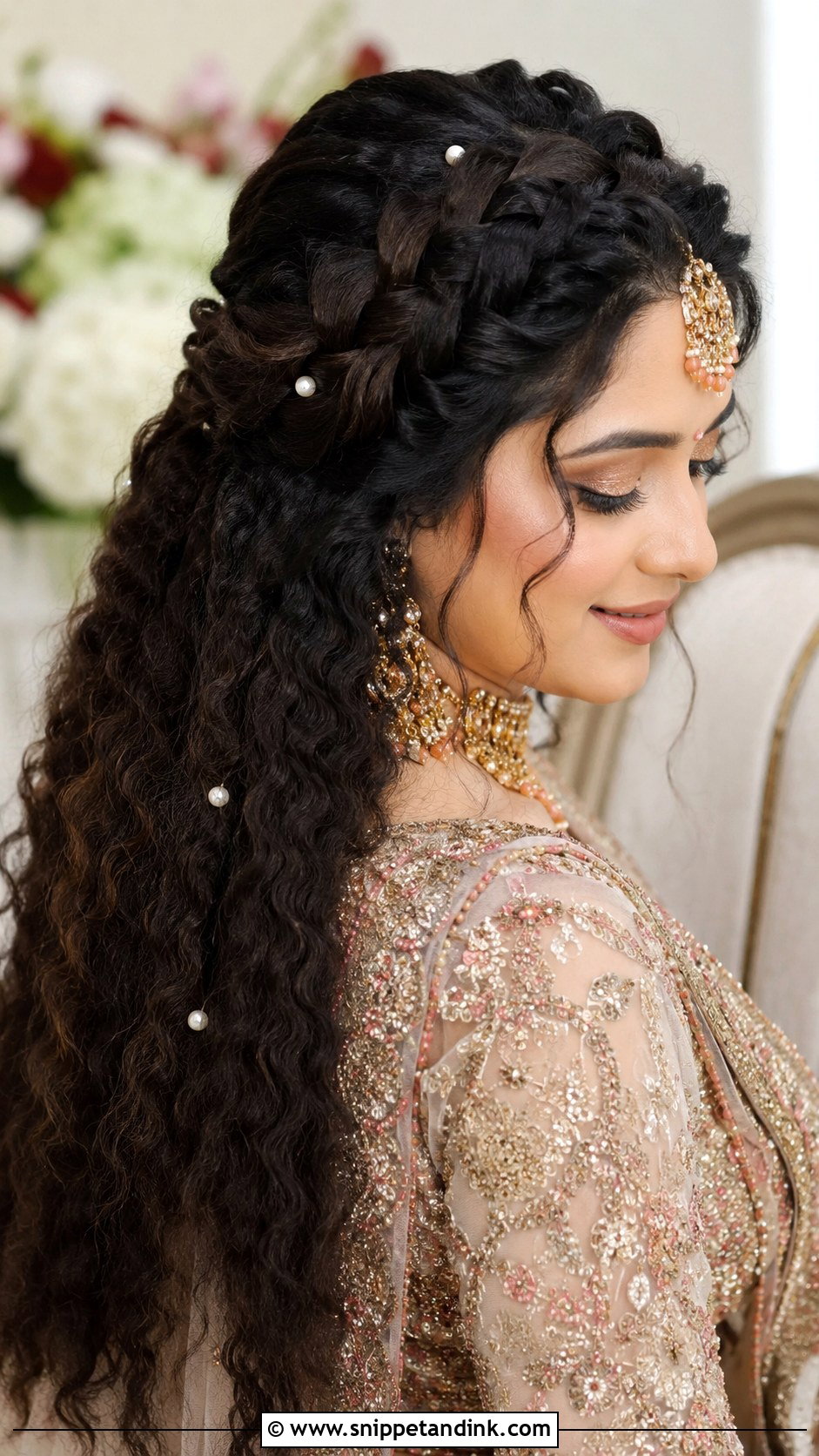 Crimped Hair With Braided Crown - Snippet and Ink - 20 Crimping Hairstyles Indian Wedding