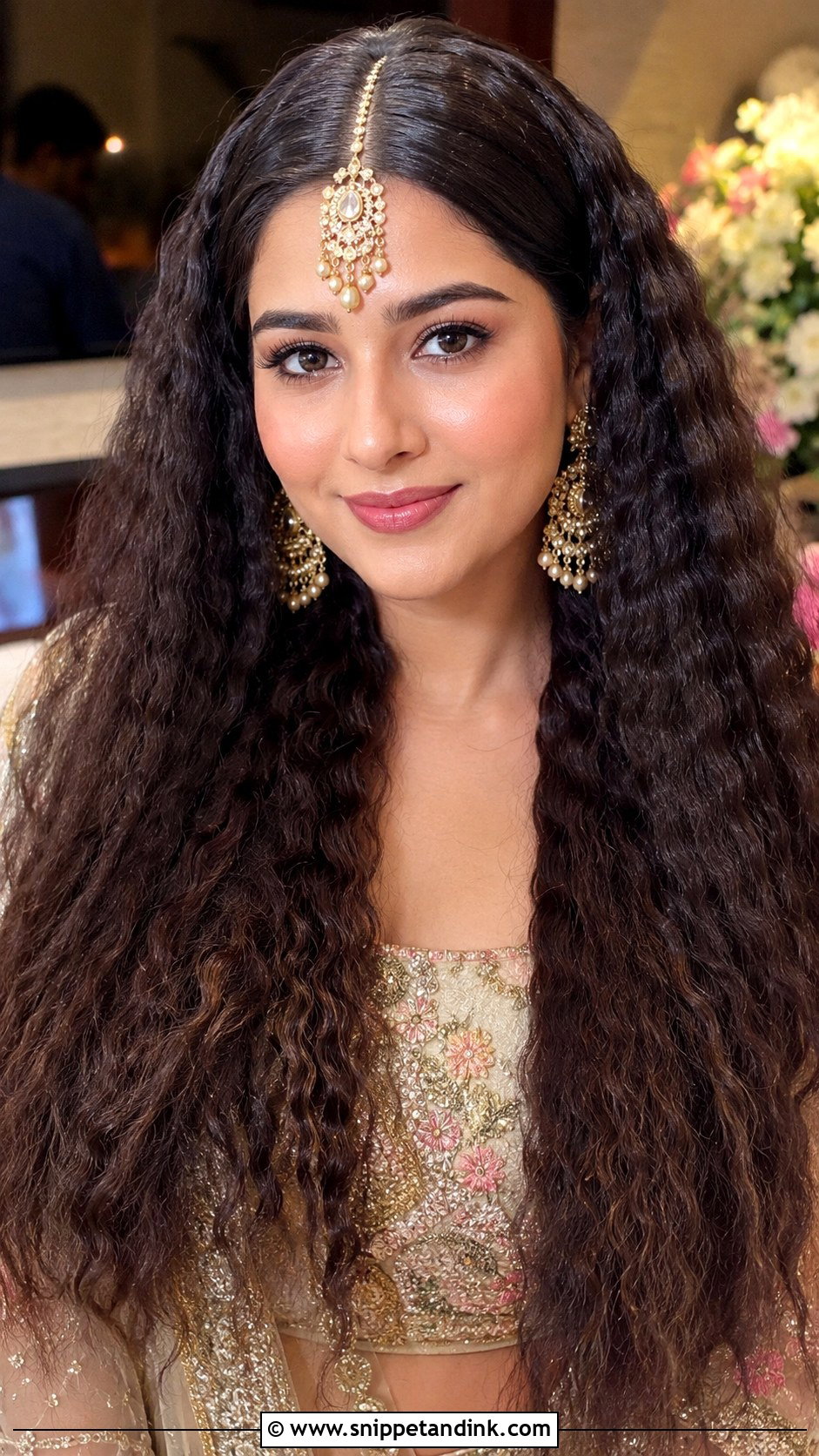 Crimped Hair With Center Part - Snippet and Ink - 20 Crimping Hairstyles Indian Wedding