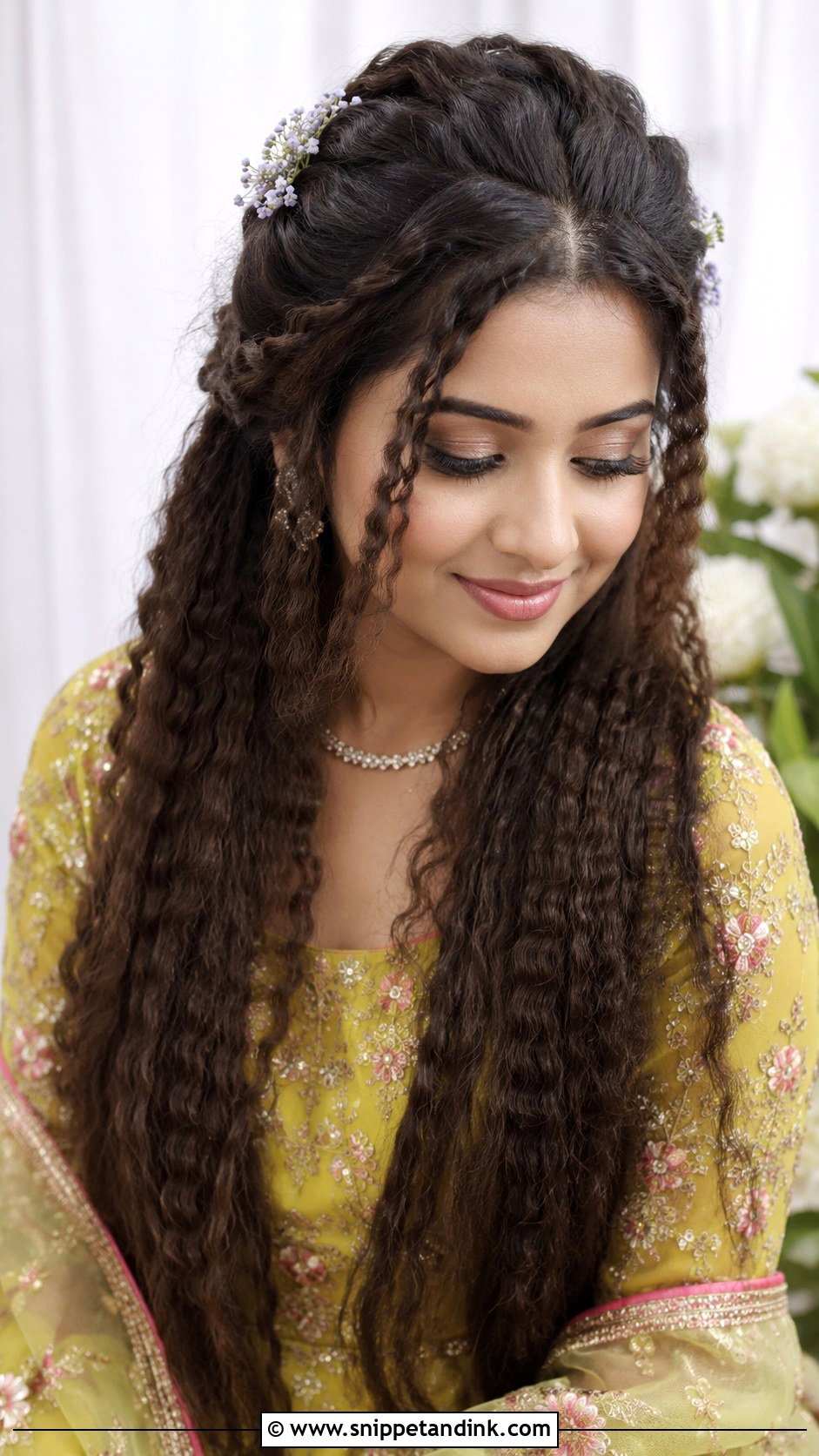 Crimped Hair With Front Twists - Snippet and Ink - 20 Crimping Hairstyles Indian Wedding