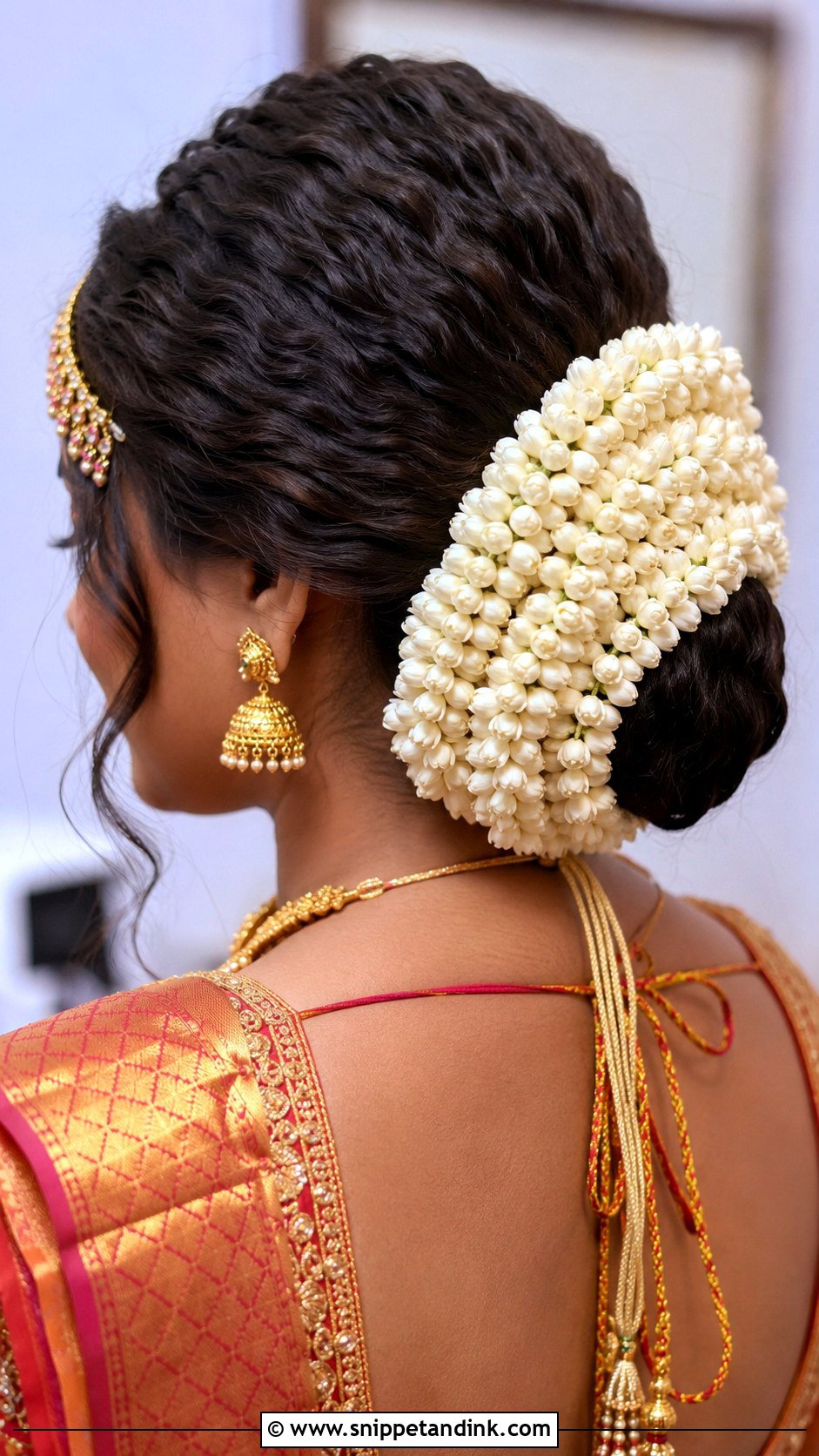 Crimped Hair With Juda and Gajra - Snippet and Ink - 20 Crimping Hairstyles Indian Wedding