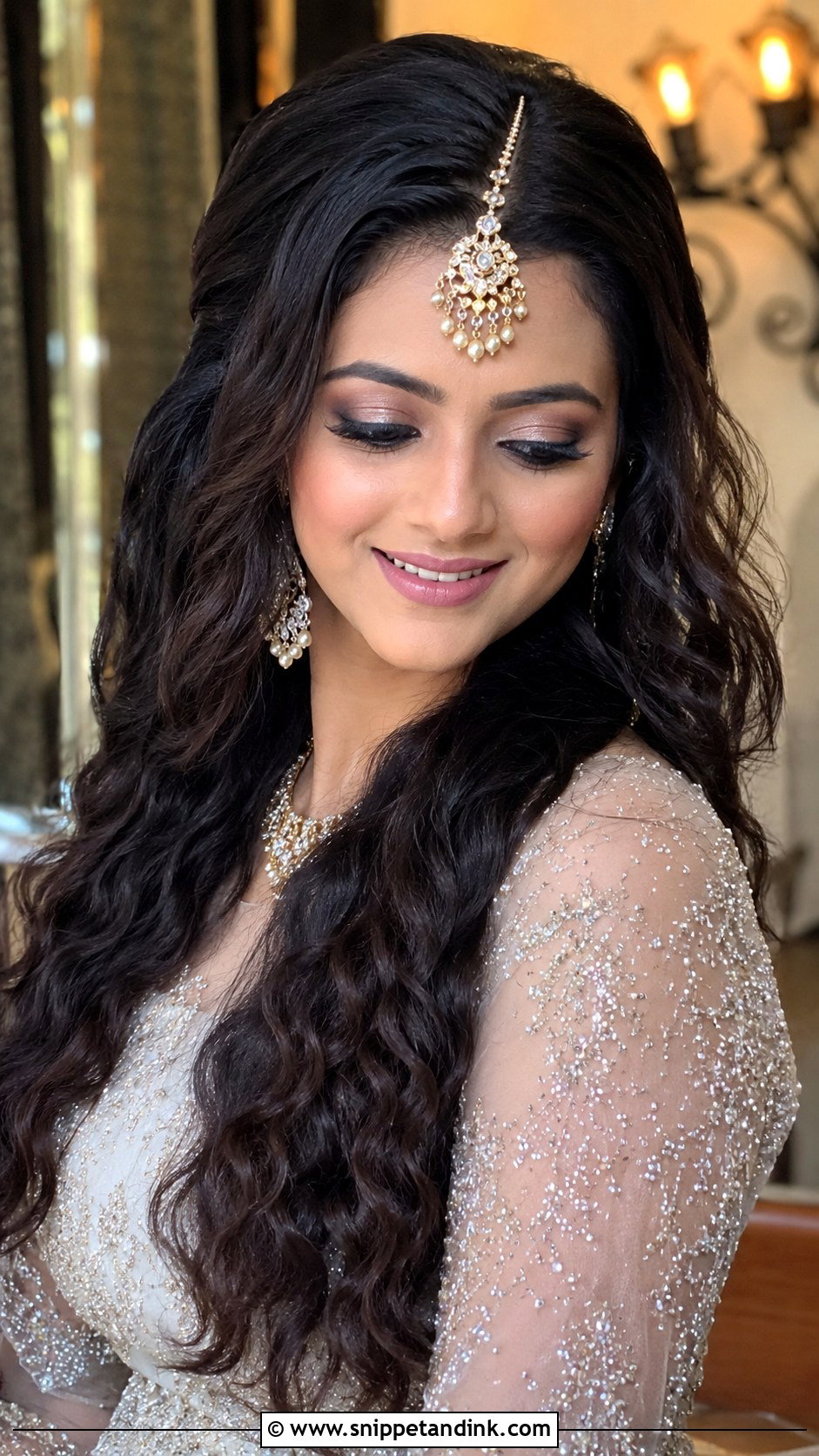Crimped Hair With Maang Tikka and Open Waves - Snippet and Ink - 20 Crimping Hairstyles Indian Wedding