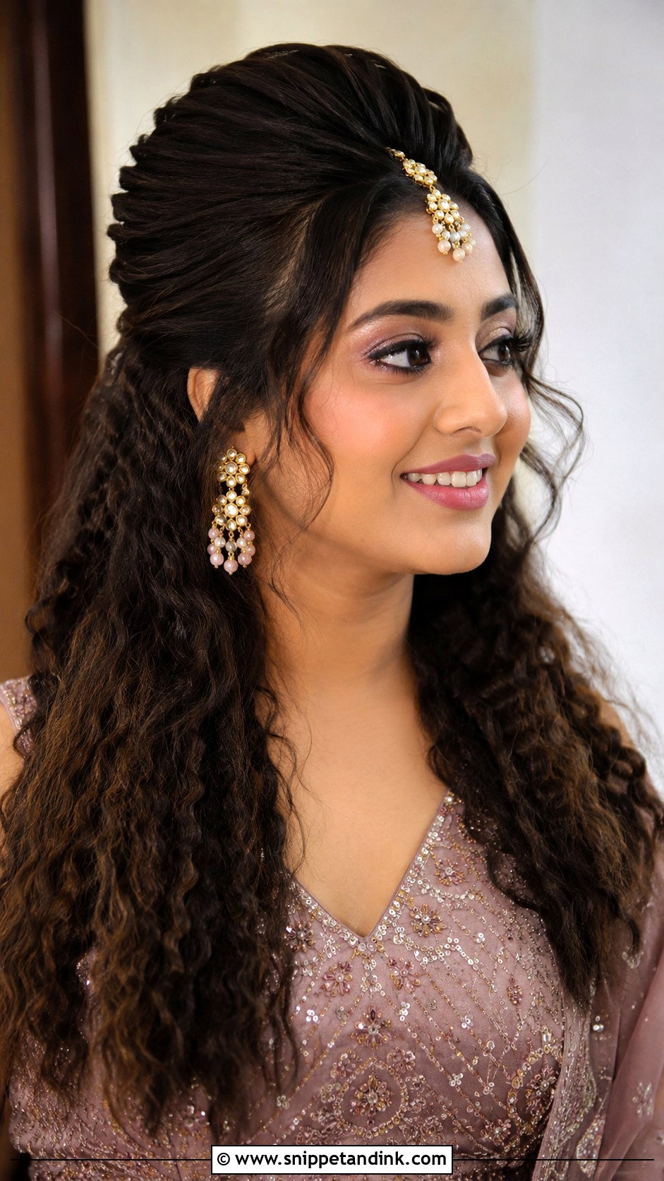Crimped Hair With Puff and Open Waves - Snippet and Ink - 20 Crimping Hairstyles Indian Wedding