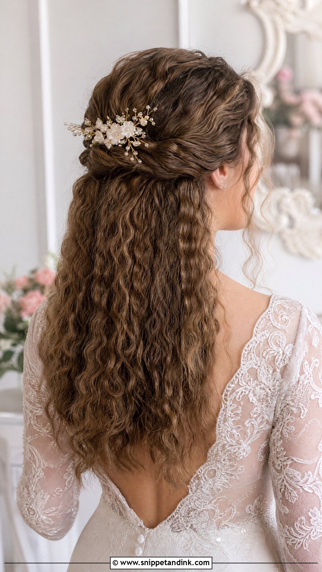 Crimped Half Up Half Down Style - Snippet and Ink - 20 80s Wedding Hair Ideas
