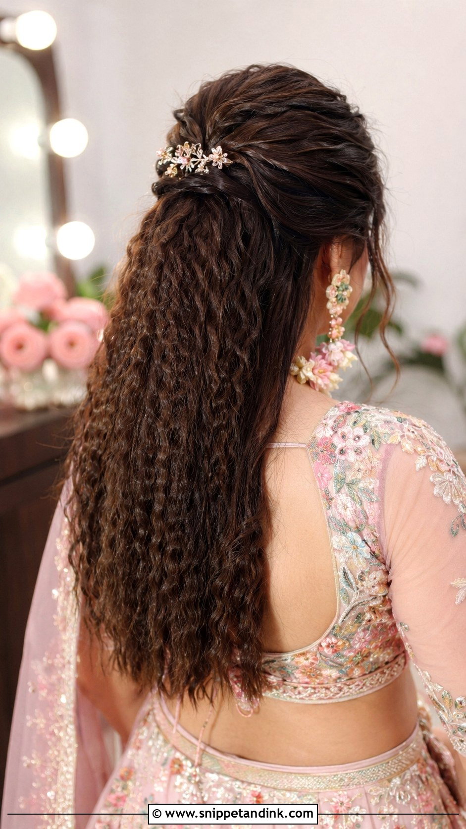 Crimped Half Up Half Down - Snippet and Ink - 20 Crimping Hairstyles Indian Wedding