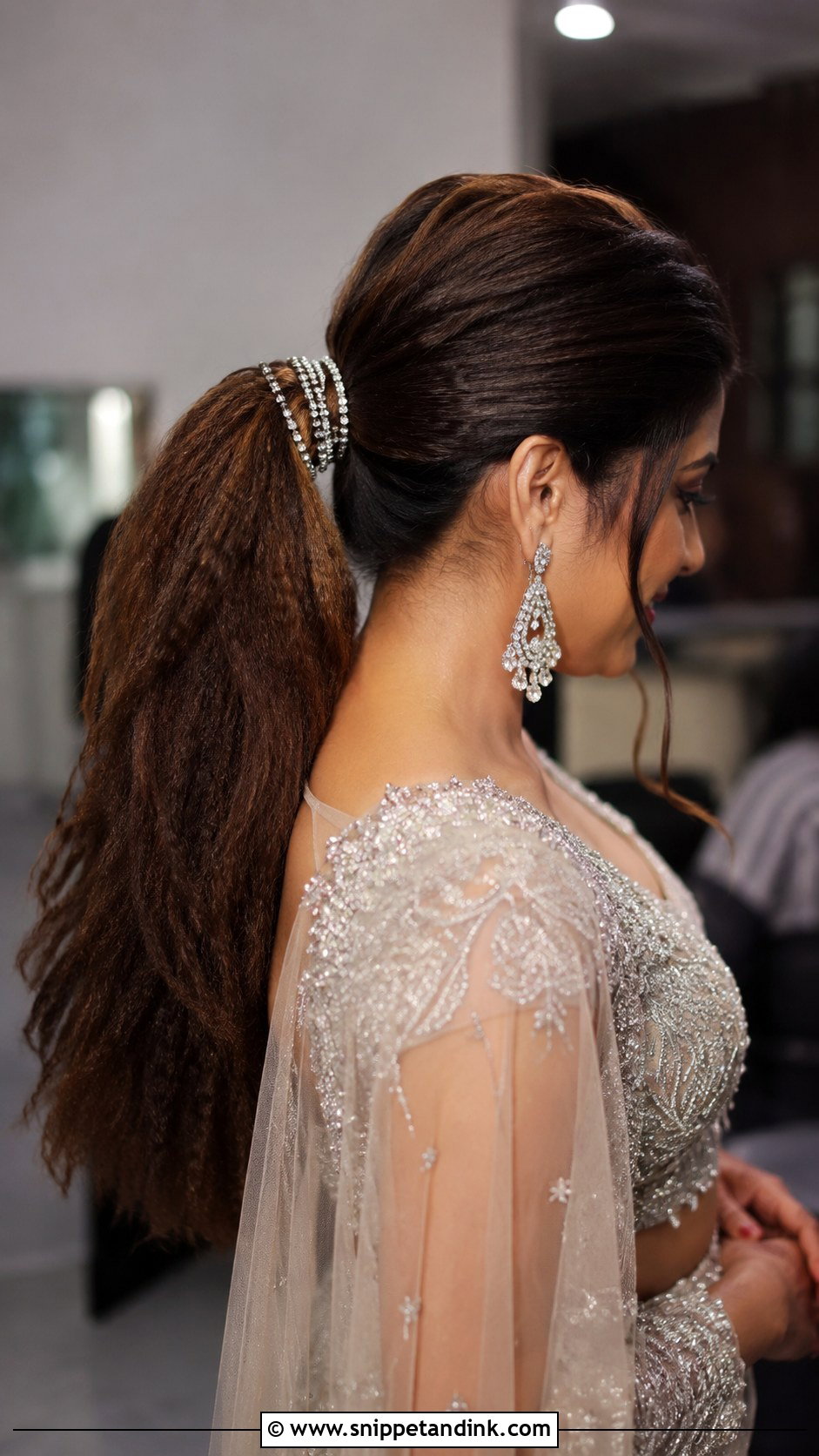 Crimped Ponytail With Crystals - Snippet and Ink - 20 Crimping Hairstyles Indian Wedding