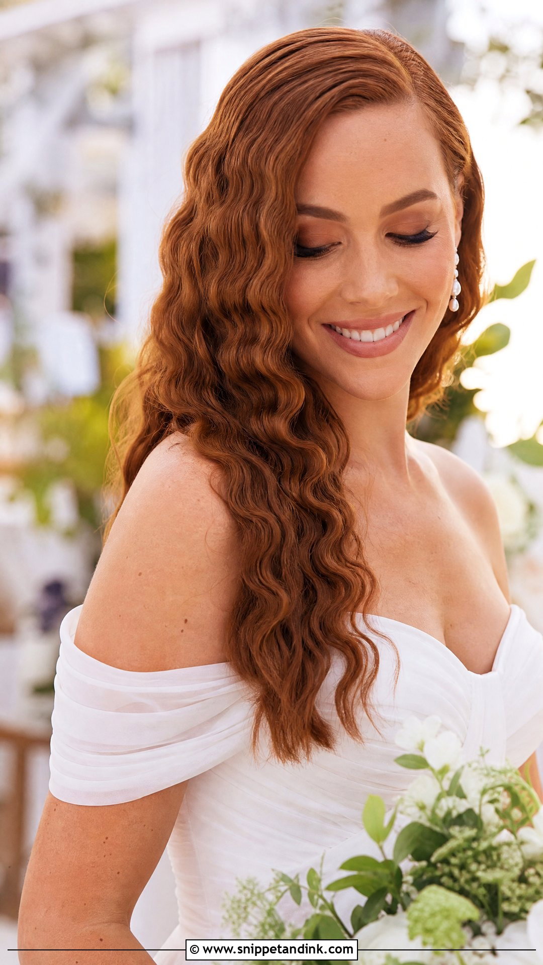 Crimped Side Swept Wedding Waves - Snippet and Ink - 20 Crimped Wedding Hair Ideas