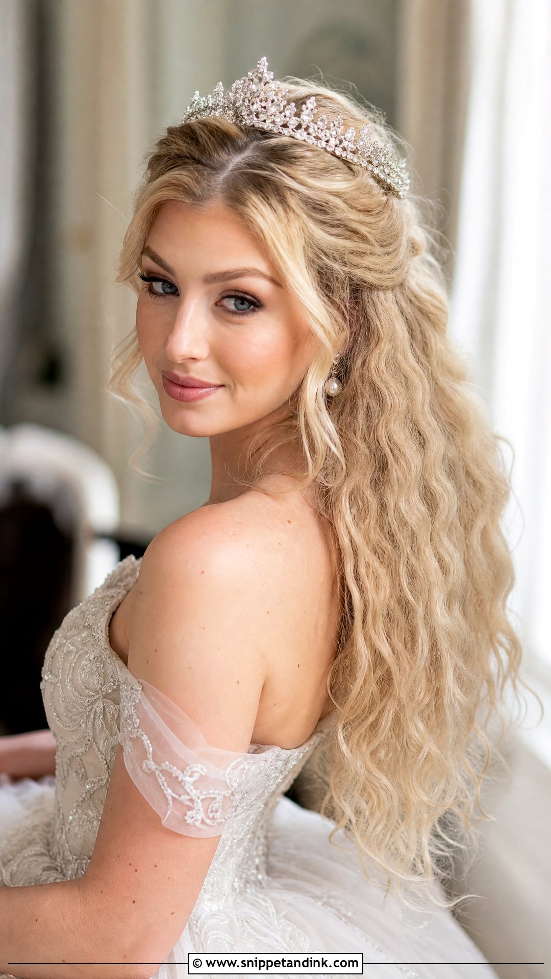 Crimped Wedding Hair With Tiara - Snippet and Ink - 20 Crimped Wedding Hair Ideas