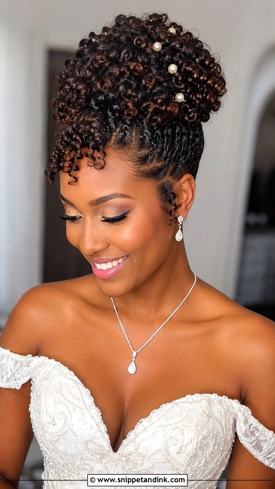 Crochet Curls Updo - Snippet and Ink - 30 Wedding Hair Black Women Ideas
