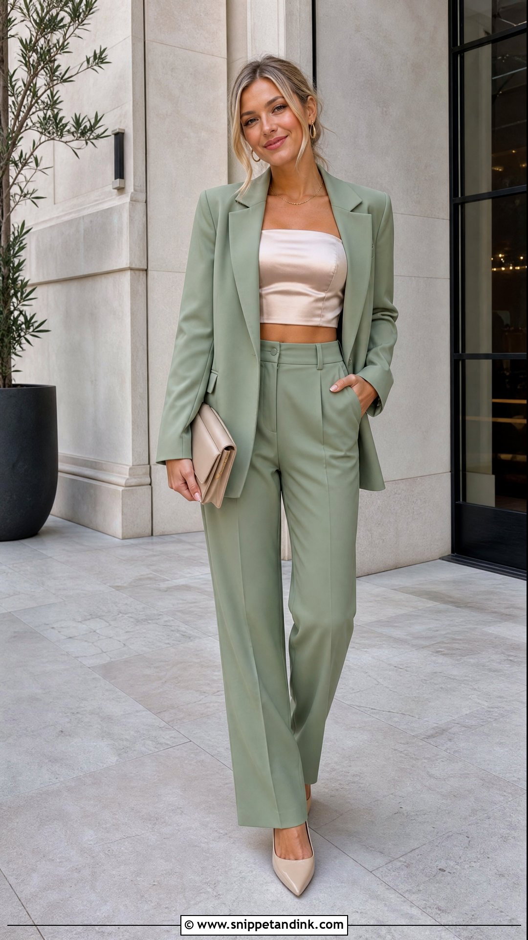Crop Top And Blazer Trouser Wedding Guest Outfit - Snippet and Ink - 20 crop top outfits for a wedding guest