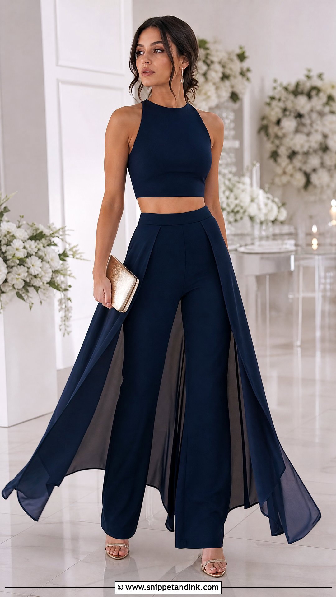 Crop Top And Cape Pants Wedding Guest Outfit - Snippet and Ink - 20 crop top outfits for a wedding guest