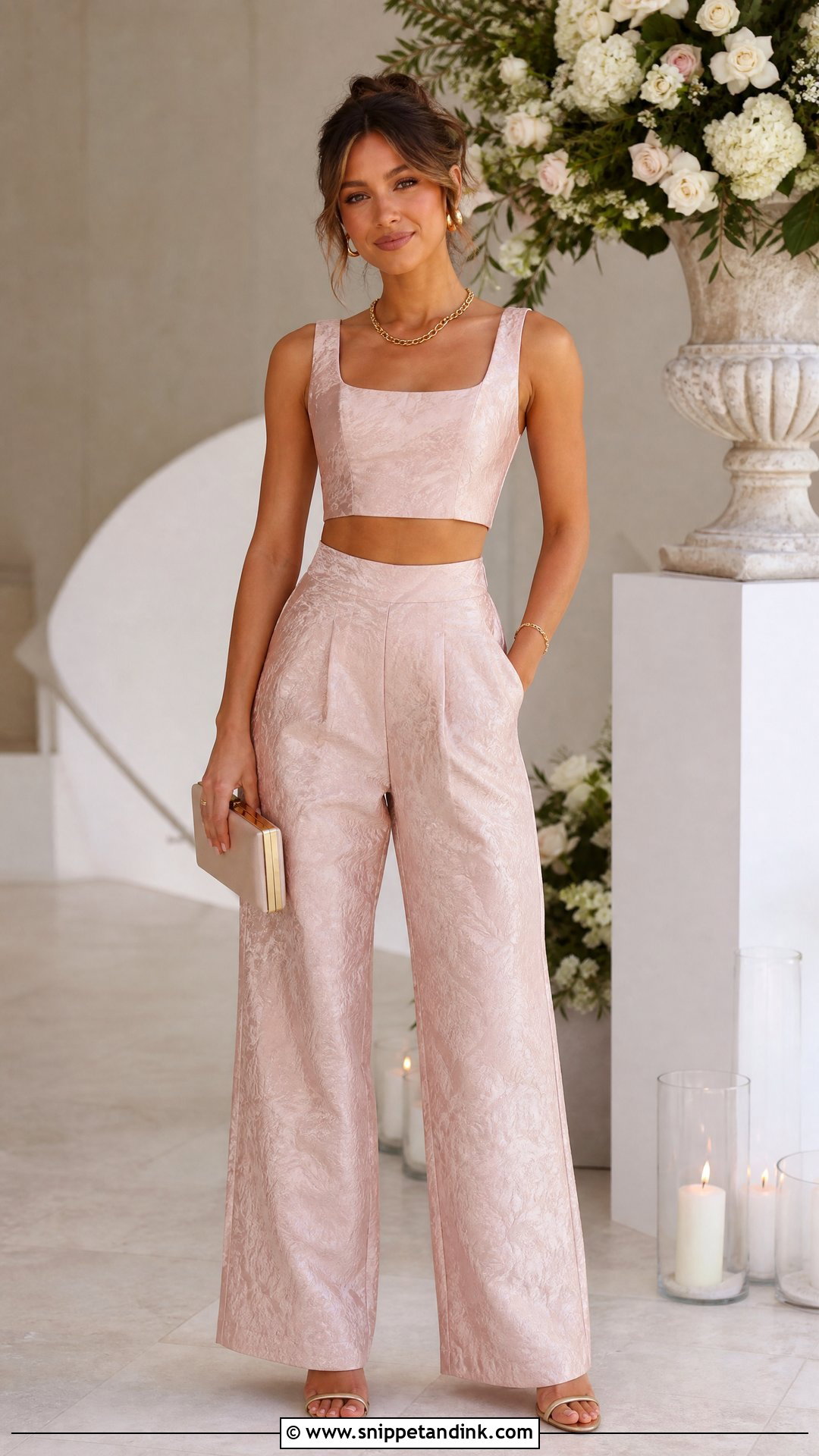 Crop Top And Matching Co Ord Set Wedding Guest Outfit - Snippet and Ink - 20 crop top outfits for a wedding guest