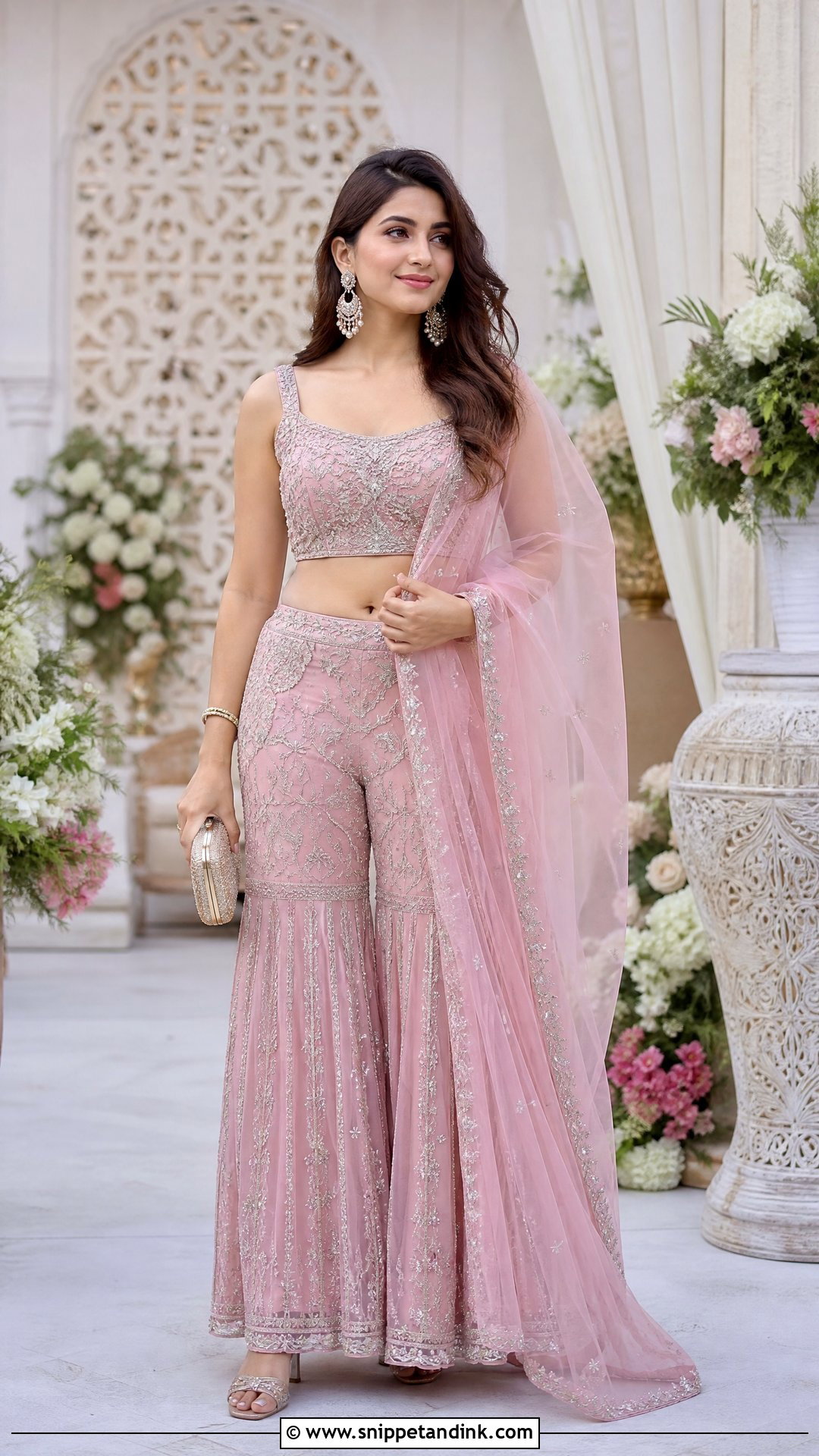 Crop Top And Sharara Pants Wedding Guest Outfit - Snippet and Ink - 20 crop top outfits for a wedding guest