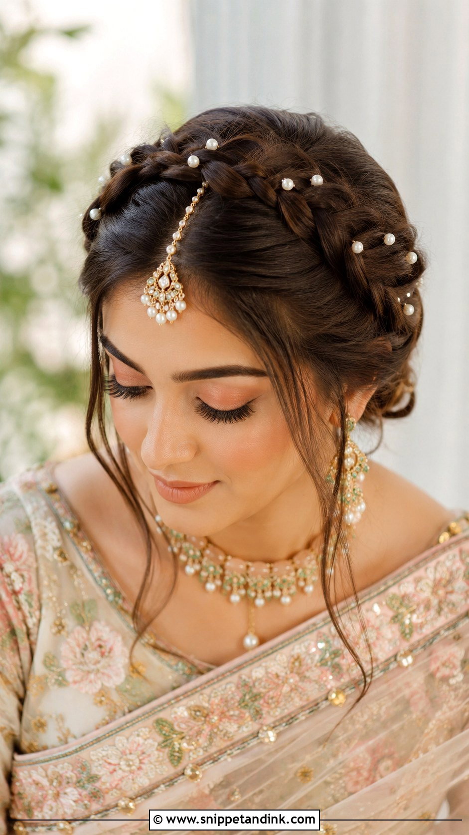 Crown Braid - Snippet and Ink - 25 Pakistani Bridal Hairstyles Walima