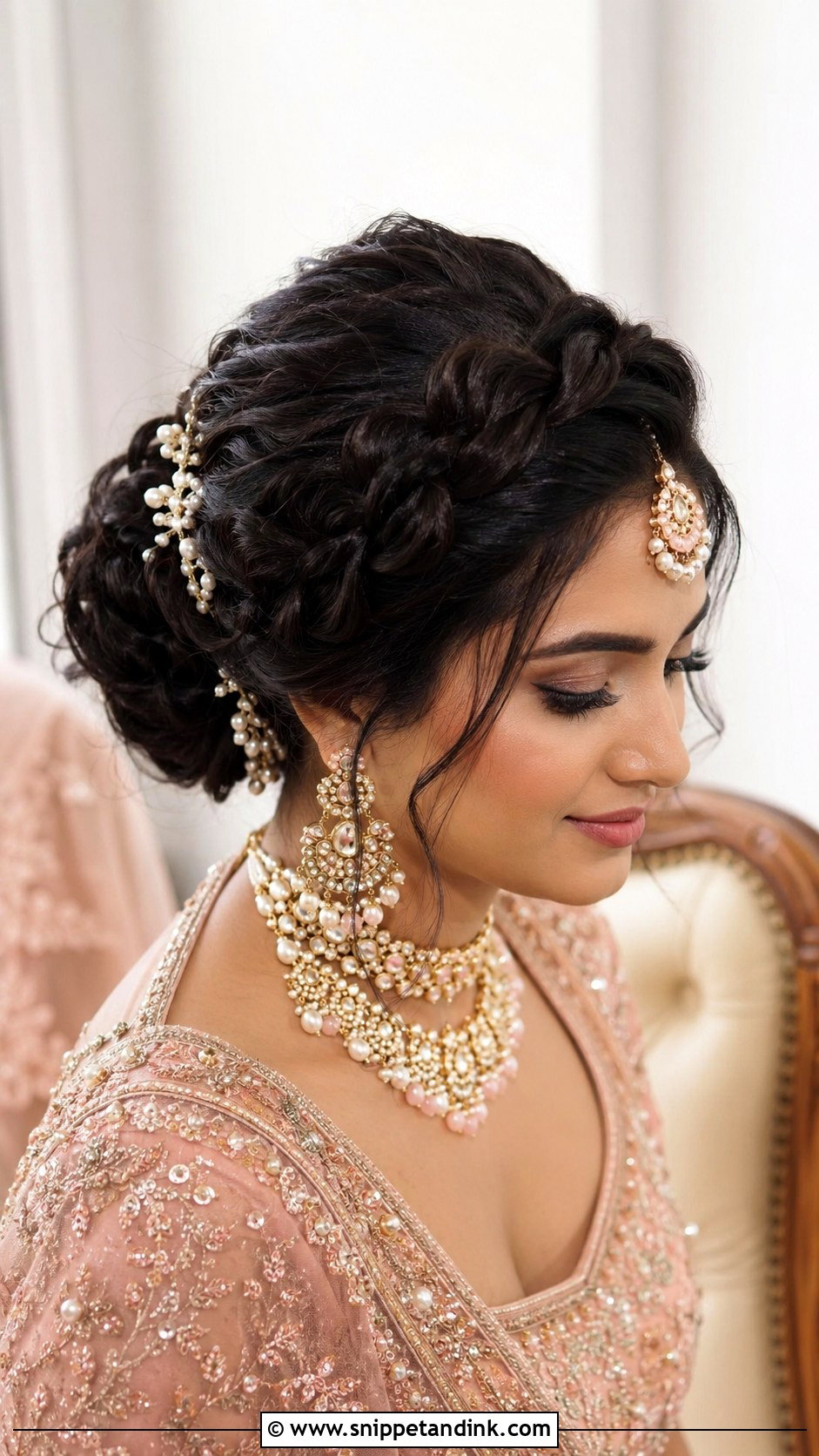 Crown Braid Bridal Bun - Snippet and Ink - 15 North Indian Bride Hairstyle Ideas