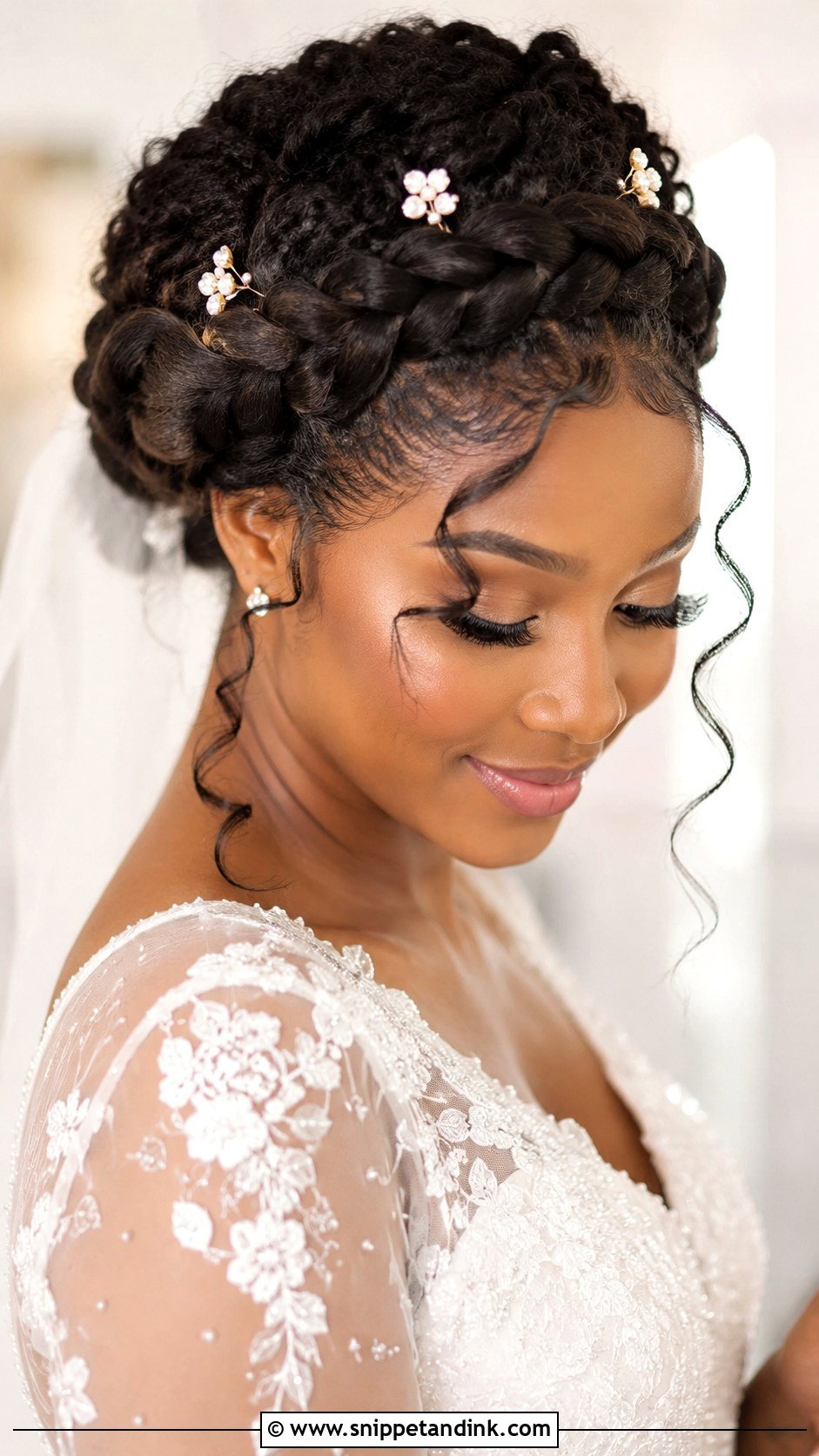 Crown Braid Bridal Hair - Snippet and Ink - 20 Bridal Hair for Black Women Ideas