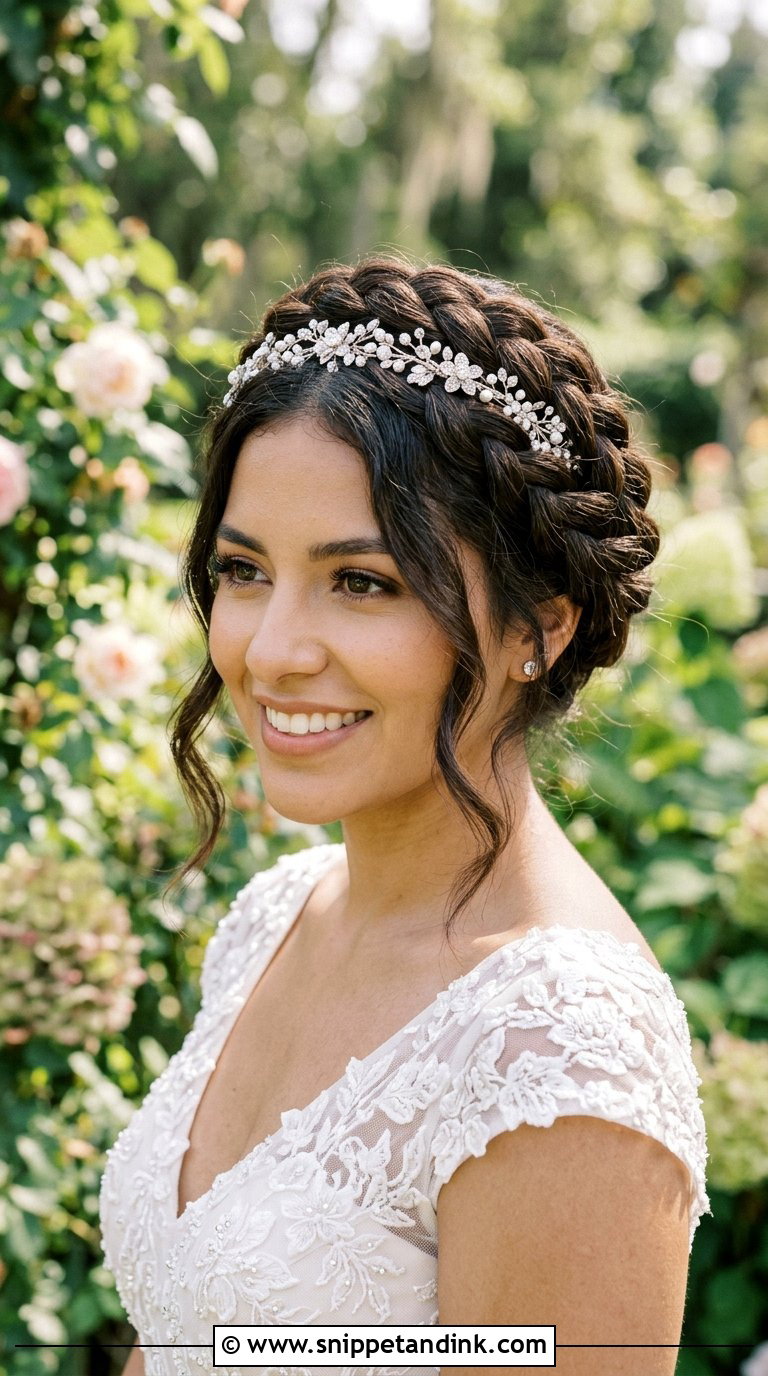 Crown Braid Bridal Hairstyle - Snippet and Ink - 20 Braid Hairstyle for Bride Ideas