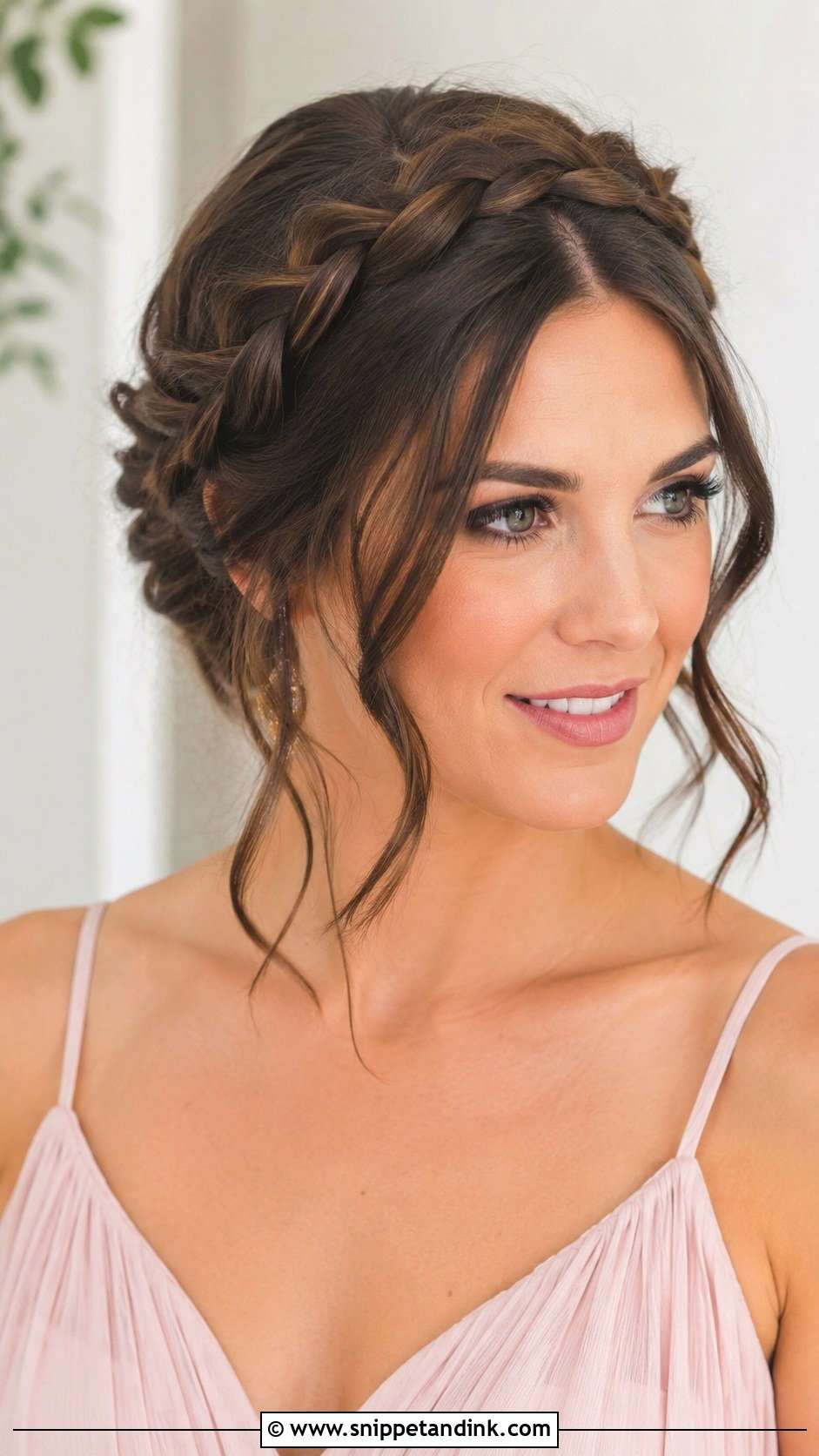 Crown Braid Bridesmaid Hairstyle For Dark Hair - Snippet and Ink - 20 Bridesmaid Hairstyles Dark Hair