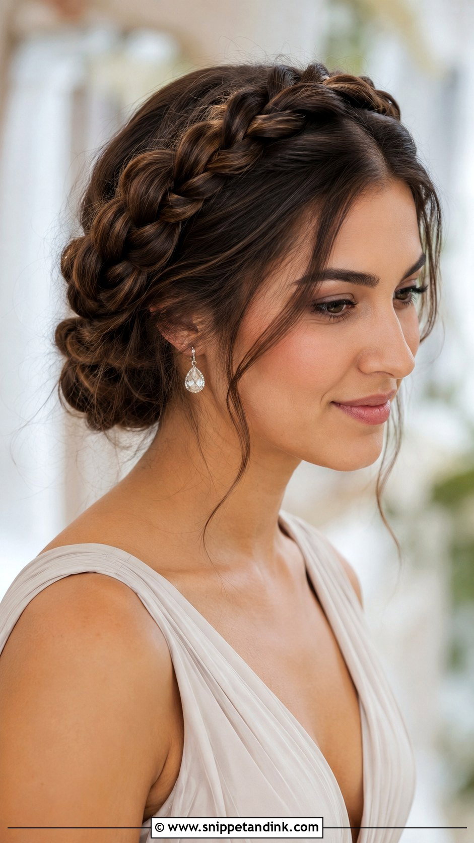 Crown Braid Bridesmaid Updo For Long Hair - Snippet and Ink - 20 Bridesmaid Hair Updo Long Ideas