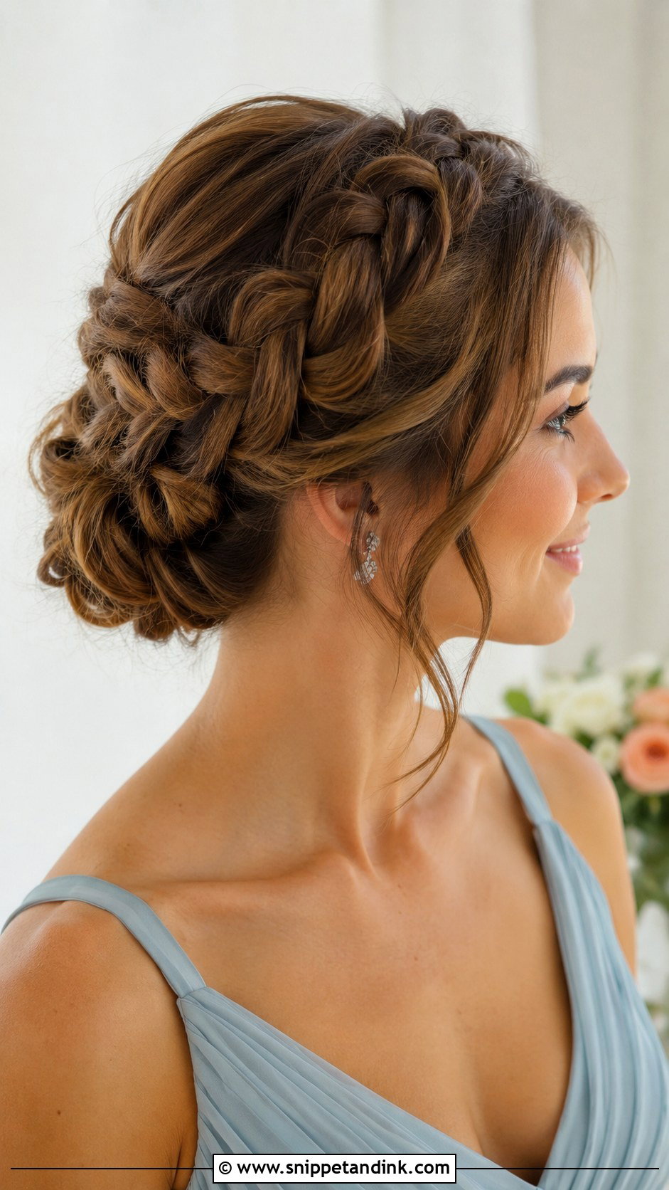 Crown Braid Bridesmaid Updo For Medium Hair - Snippet and Ink - 20 Bridesmaid Updo Hairstyles Medium