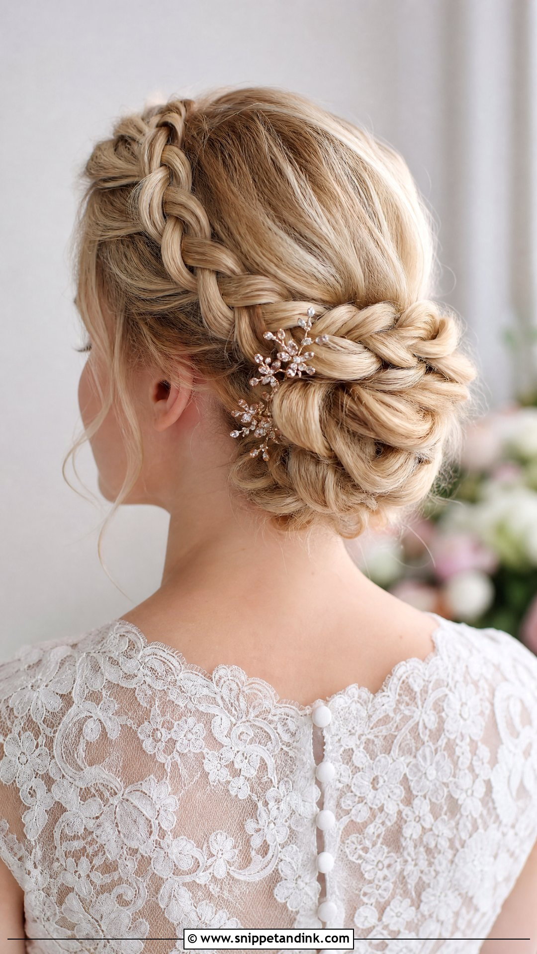 Crown Braid Bun - Snippet and Ink - 20 Wedding Crown Hairstyles