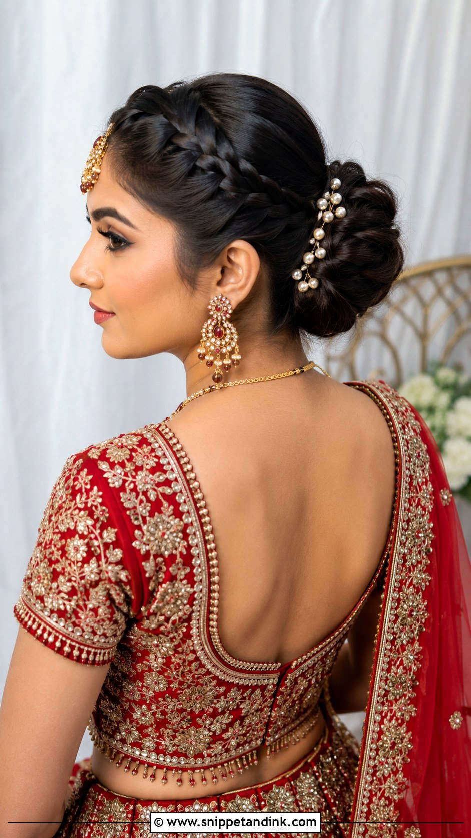 Crown Braid Bun - Snippet and Ink - 35 Indian Wedding Bridal Hairstyle Ideas