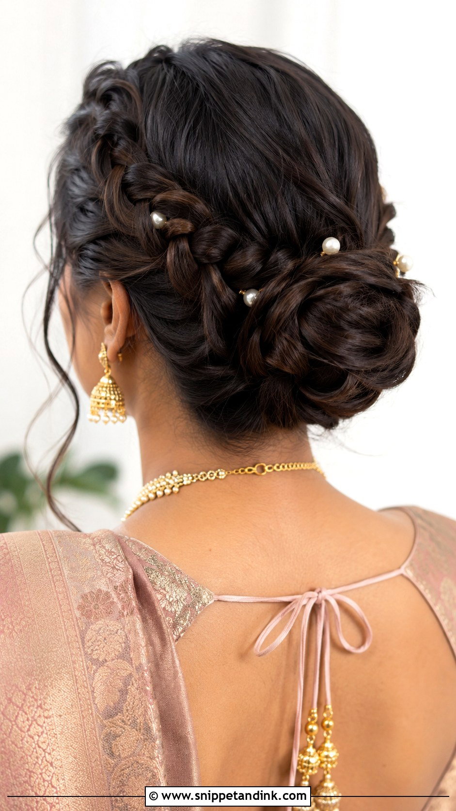 Crown Braid Bun Bridesmaid Hairstyle for Saree - Snippet and Ink - 25 Bridesmaid Hairstyles for Saree