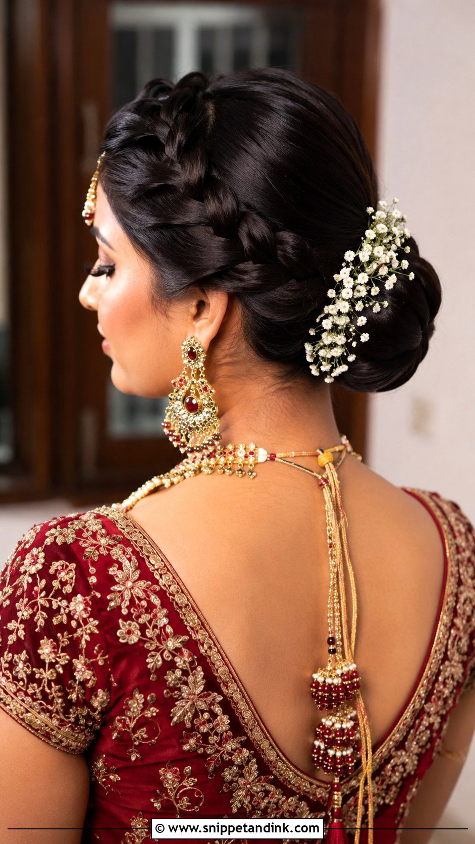 Crown Braid Bun For Bride - Snippet and Ink - 25 Indian Front Look Bridal Bun Hairstyles
